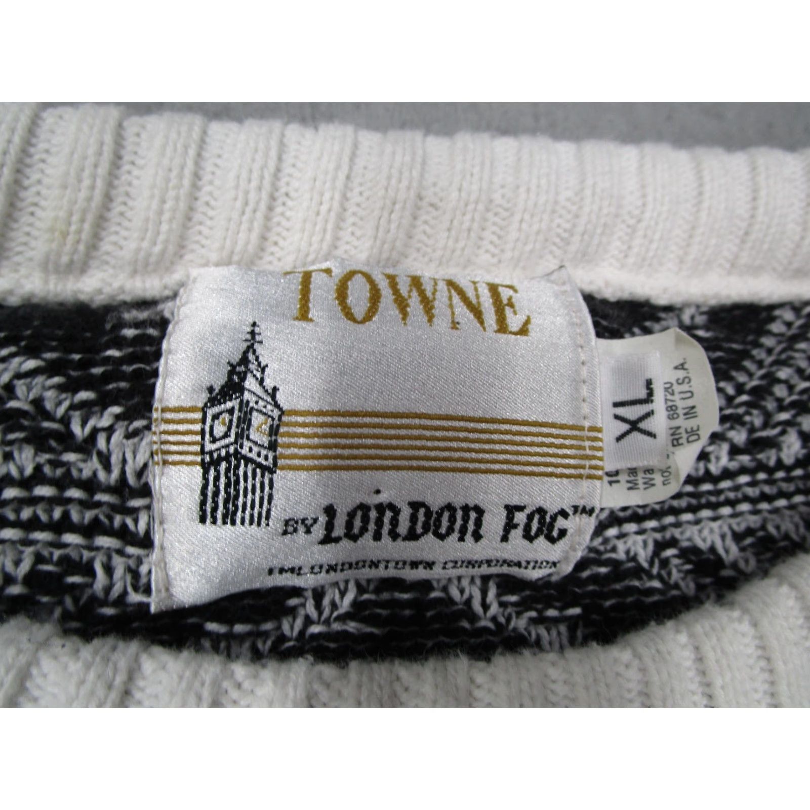 Vintage VINTAGE Towne by London Fog Sweater Mens XL White Geometric Knit Crew 80s 90s Size US XL / EU 56 / 4 - 3 Thumbnail