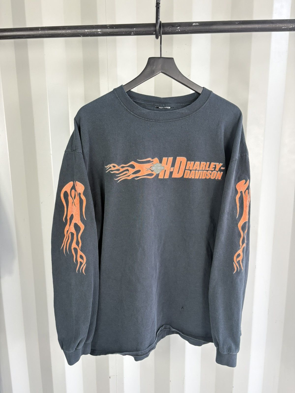 Harley Davidson Flame Sleeve Sun Faded Shirt Distressed Erd grunge WCC Size US XL / EU 56 / 4 - 1 Thumbnail