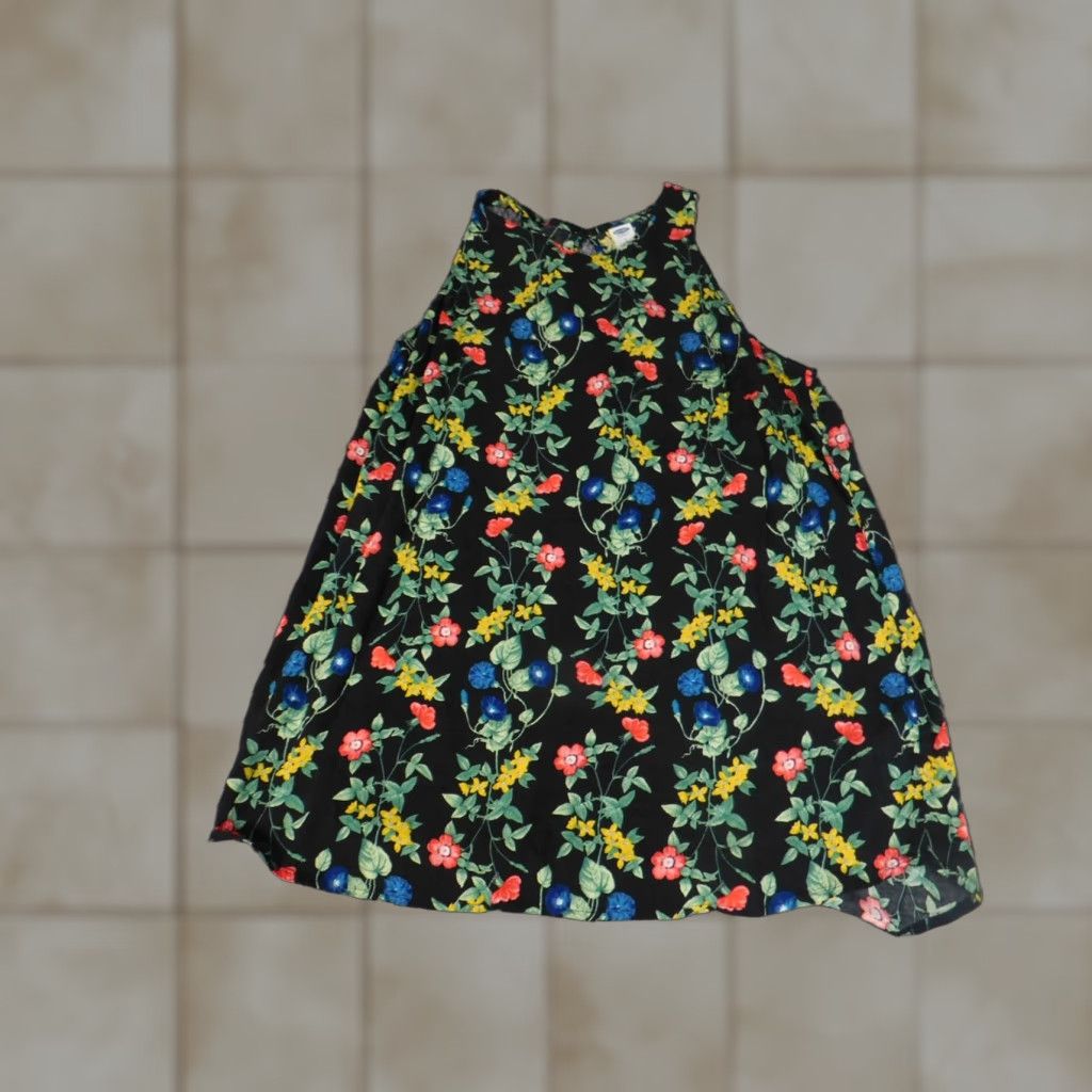 Old Navy Old Navy Womens Blouse Small Black Pullover Floral Blouse Sleeveless Round Neck Casual Rayon Pleated Short Sleeve? Size S / US 4 / IT 40 - 1 Thumbnail