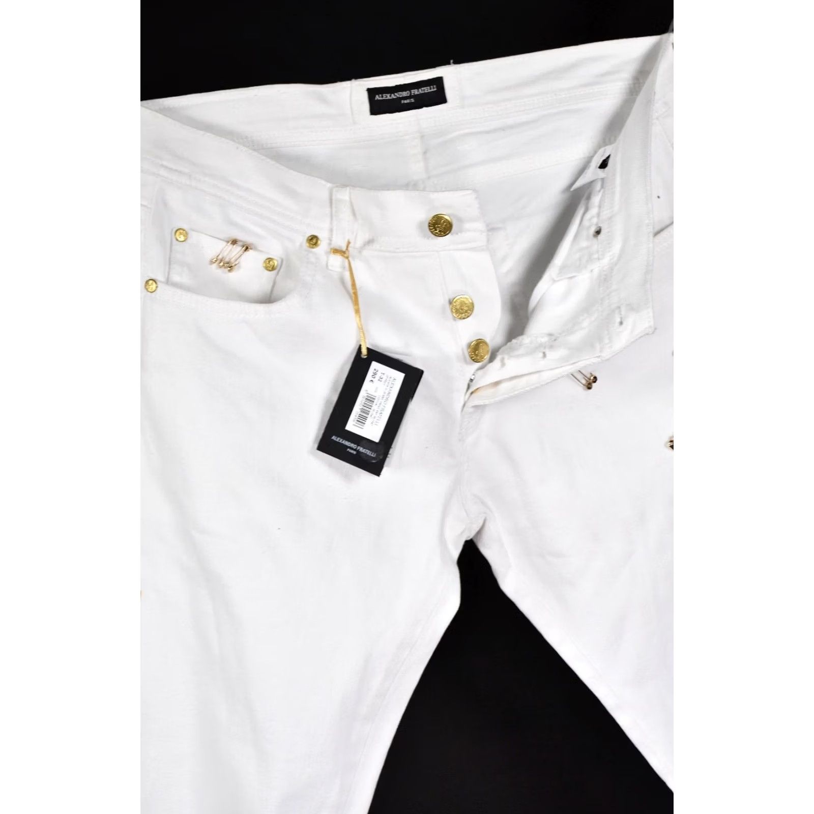 Vintage Alexandro Fratelli Jeans Men's 32 White Cotton Blend Regular 98% Cotton 2% Elastane Vintage: No Size US 32 / EU 48 - 5 Thumbnail