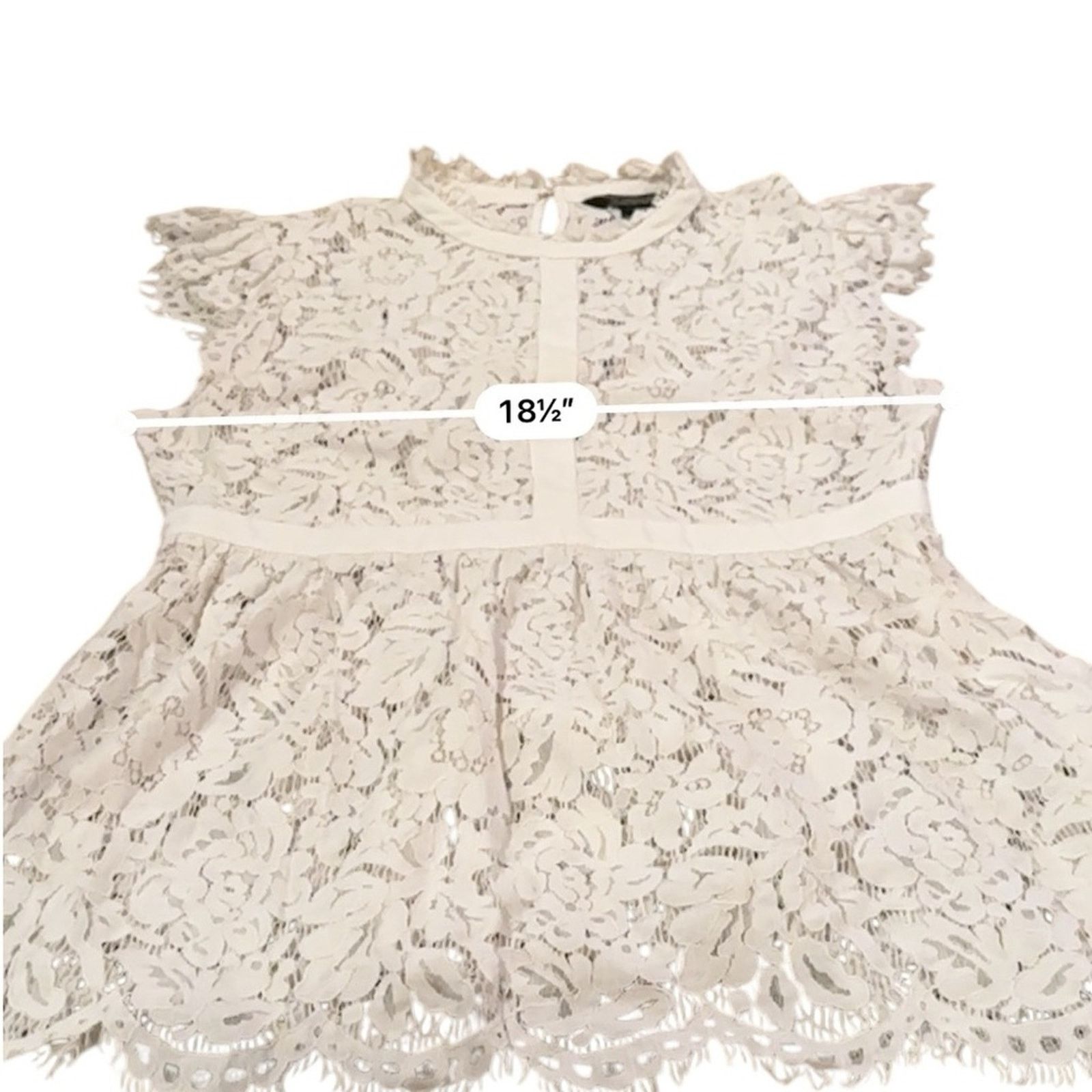Rachel Zoe RTR Rachel Zoe Jamie White Floral Lace Mock Neck Top Sz 12 Size XL / US 12-14 / IT 48-50 - 7 Thumbnail