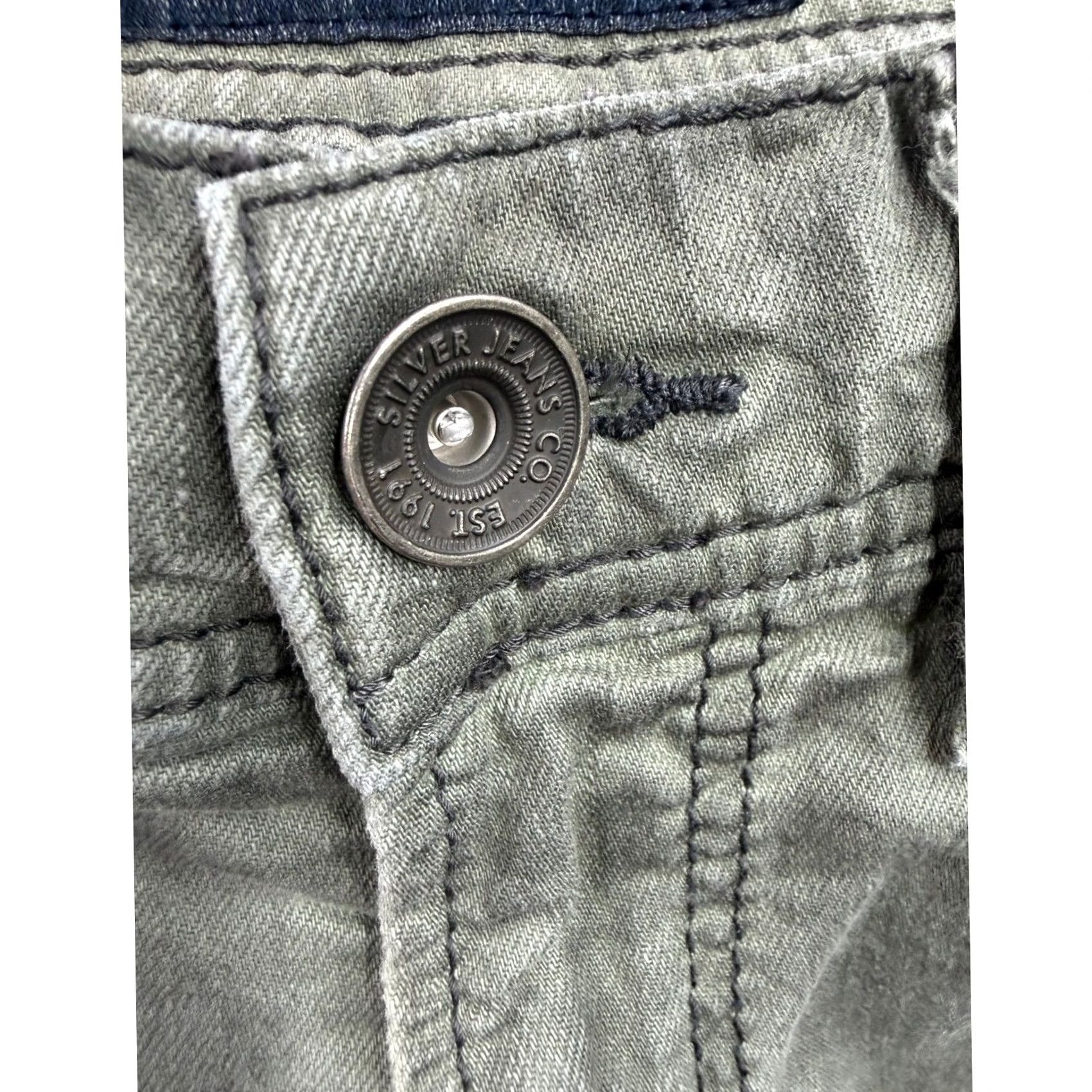 Silver Jeans Co. Silver Jeans Co. Eddie Relaxed Tapered Jeans Mens Olive Green EMC Denim 29x32 Size US 29 - 7 Thumbnail