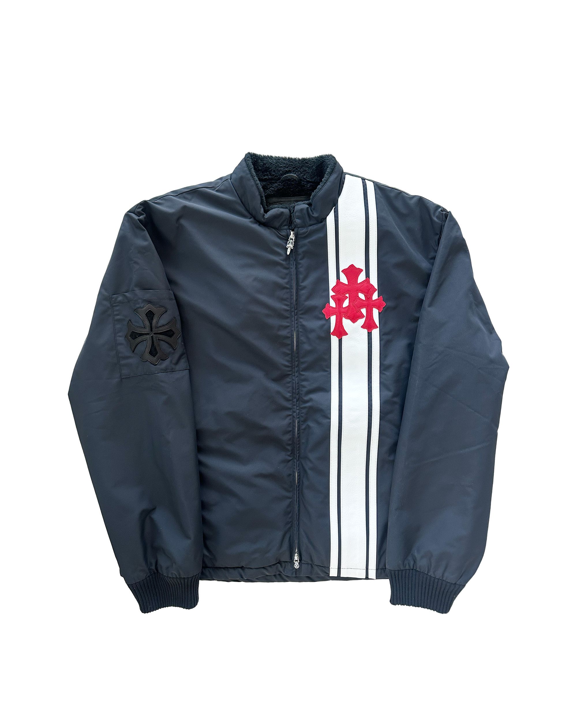 Chrome Hearts CHROME HEARTS COBRA TRIPLE CROSS NAVY RACING JACKET LARGE |  Grailed