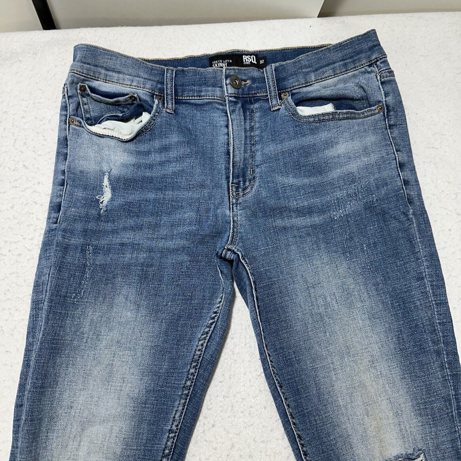 Rsq RSQ 32 Tokyo Super Skinny Distressed Denim Jeans 31" Inseam Size 32" / US 10 / IT 46 - 2 Thumbnail