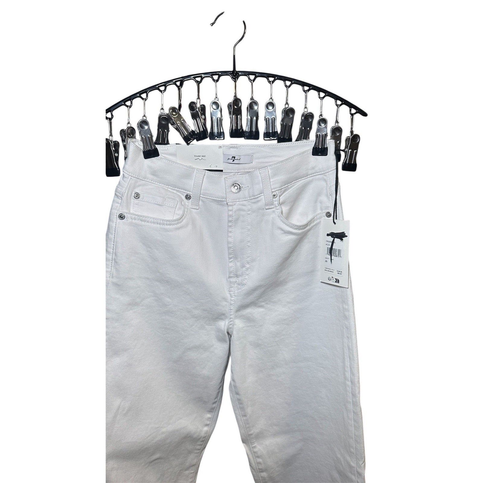 7 For All Mankind 7 For All Mankind Side Slit White Straight Leg Women's 27 Je Size 26" / US 2 / IT 38 - 2 Thumbnail
