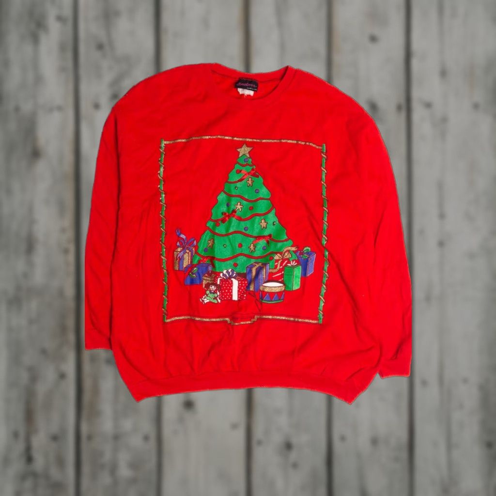 Vintage VINTAGE Red Christmas Sweatshirt 62491 Size XL / US 12-14 / IT 48-50 - 1 Thumbnail
