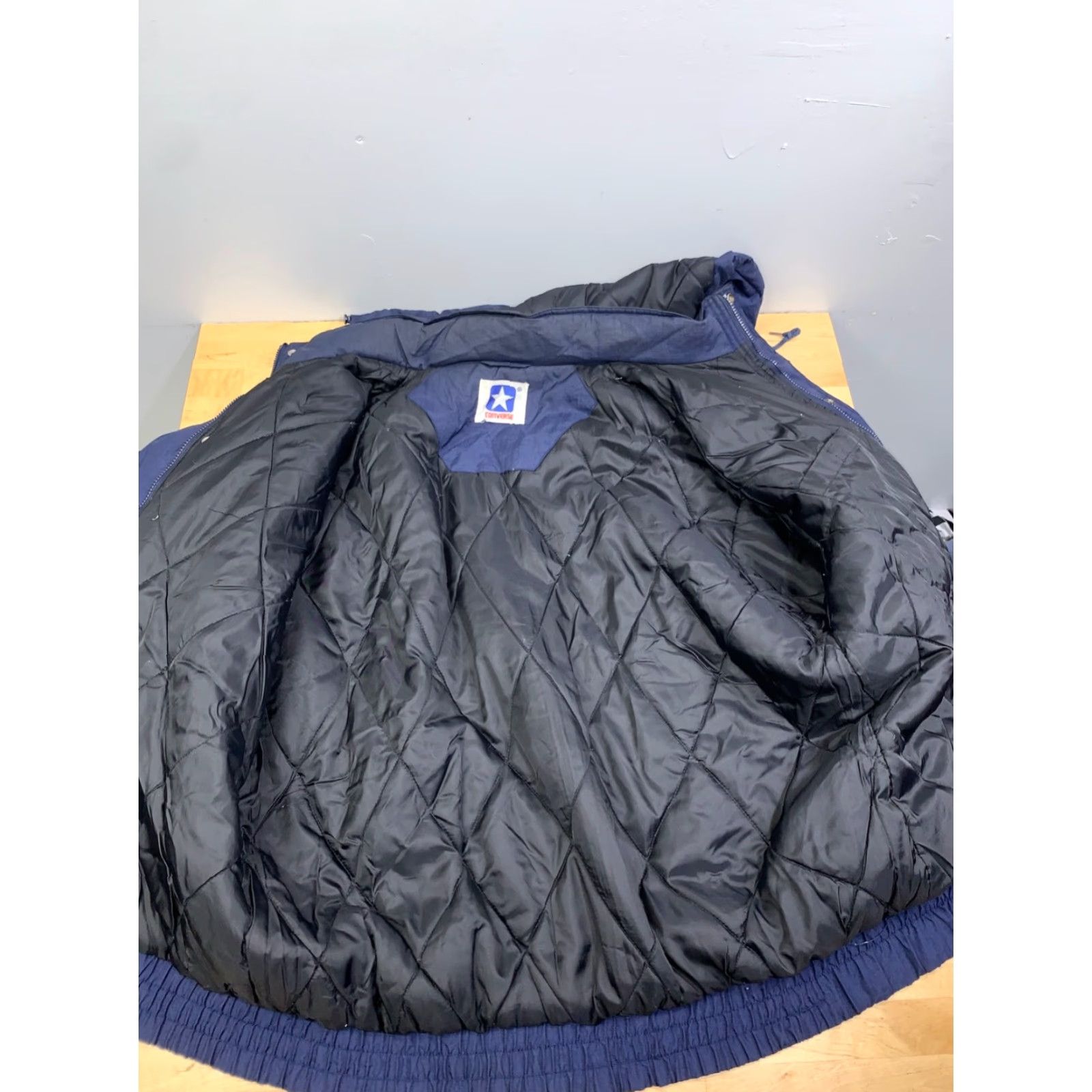 Converse VINTAGE Converse All Star Puffer Jacket Mens 3XL Blue Removable Hood Zip Jacket 90s Retro Size US XXL / EU 58 / 5 - 3 Thumbnail