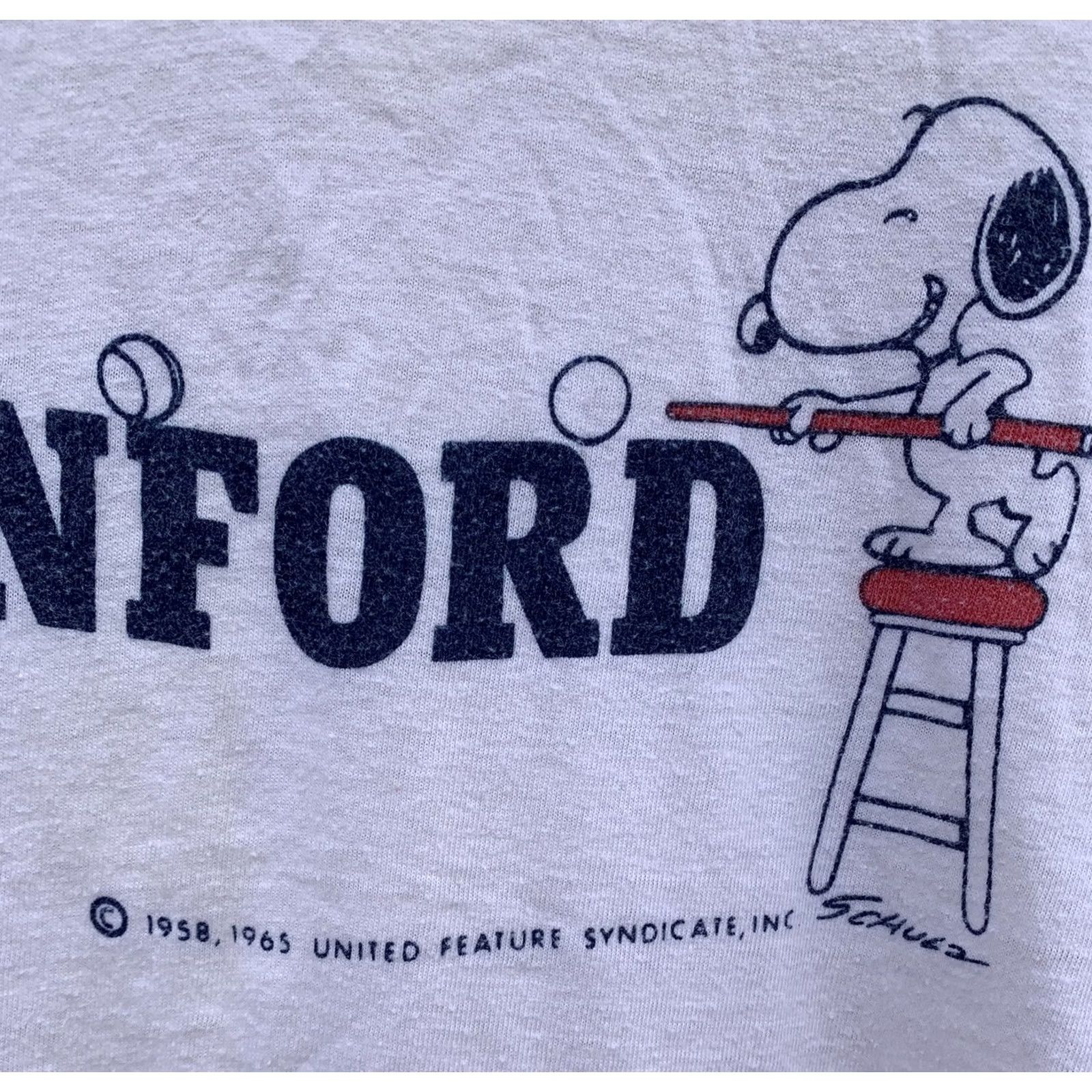 Champion VINTAGE Champion Stanford ringer tee T-Shirt Snoopy Peanuts Pool Game Champion blue bar M Mens Shirts Theme California Cartoon University Size US M / EU 48-50 / 2 - 4 Thumbnail