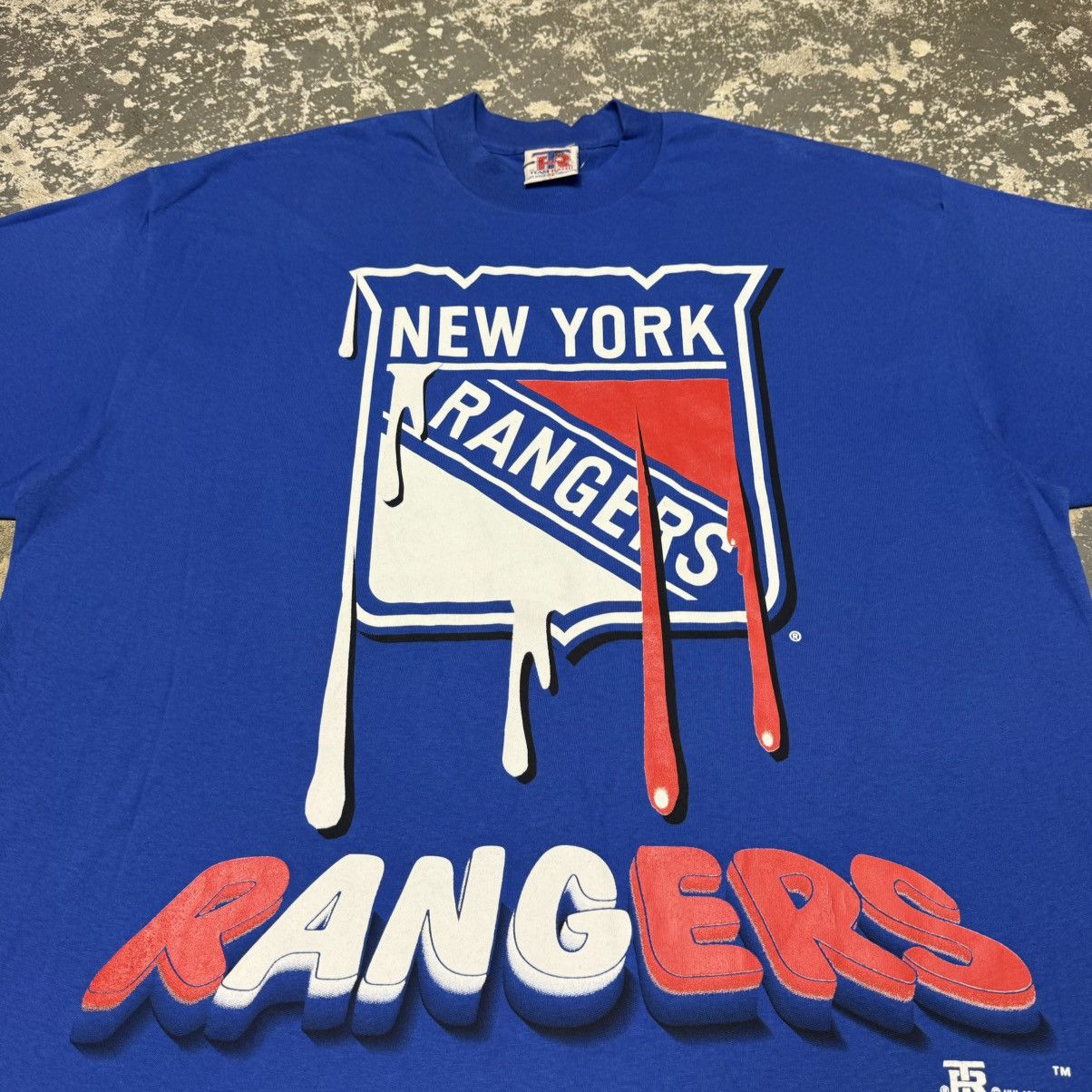 NHL Vintage New York Rangers Water Drip Logo NHL Tshirt 1994 Size US XL / EU 56 / 4 - 10 Thumbnail
