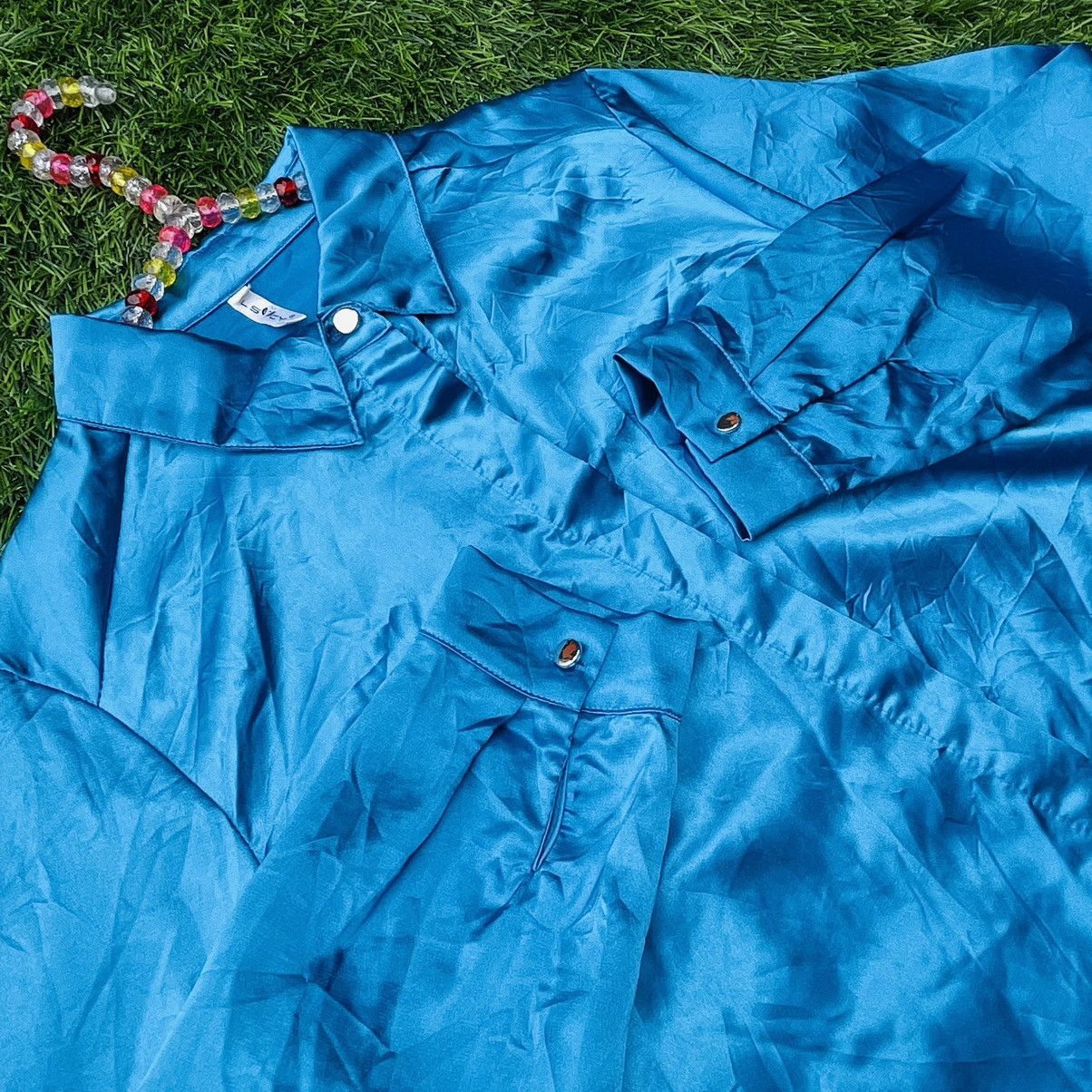 Japanese Neon Blue Silk Shirt