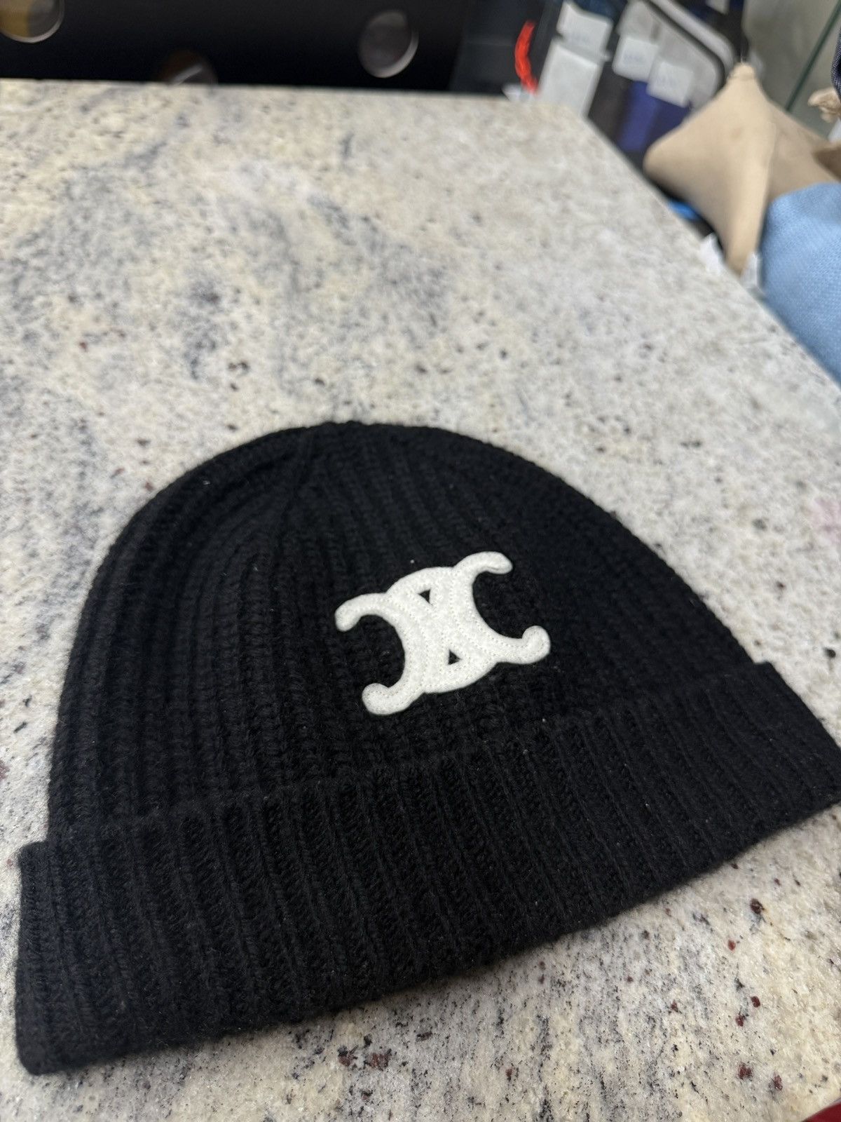 Celine Celine Black Beanie Size ONE SIZE - 2 Thumbnail