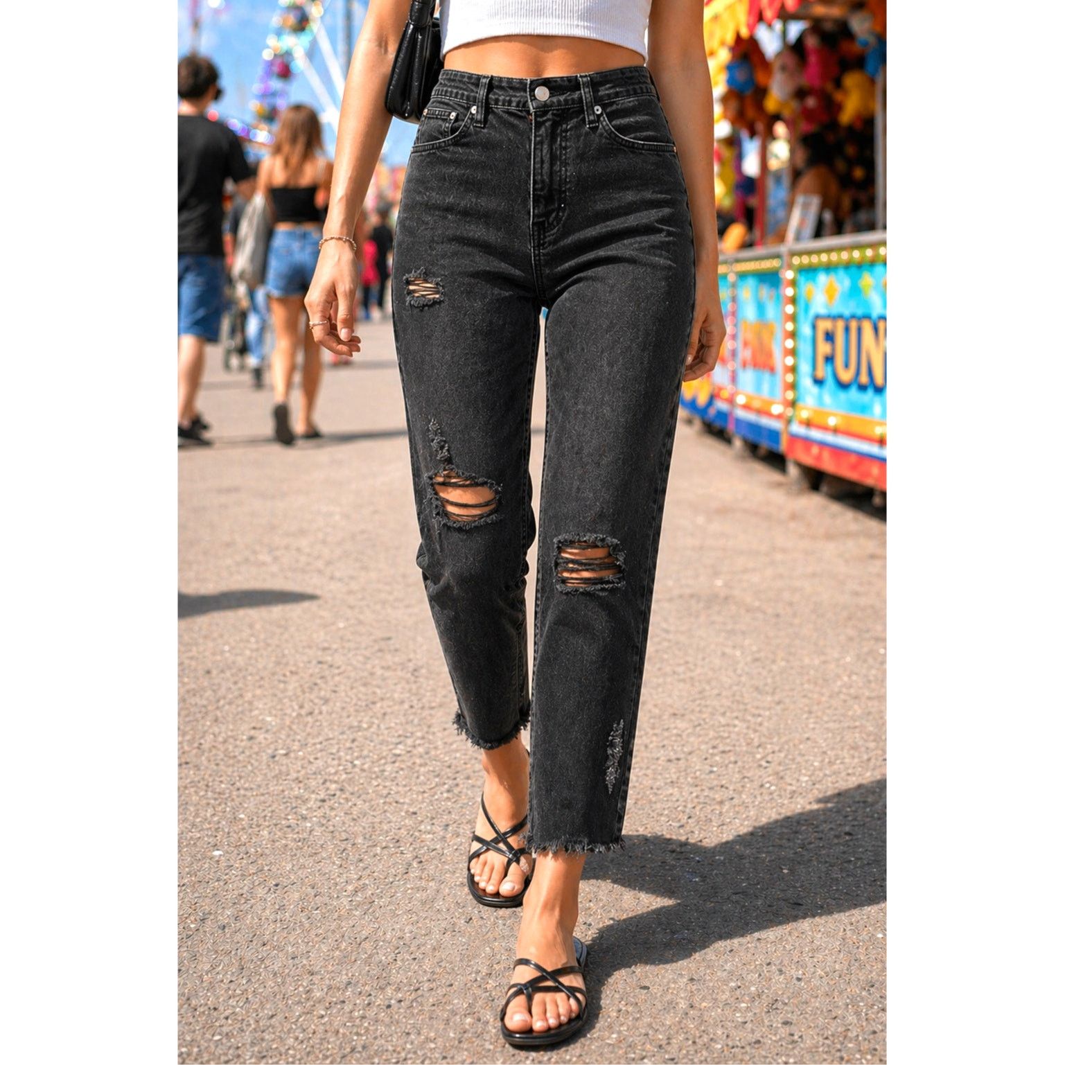 Free People Free People About a Girl Ripped Skinny Jeans Black 25 Size 25" / US 0 / IT 36 - 1 Thumbnail