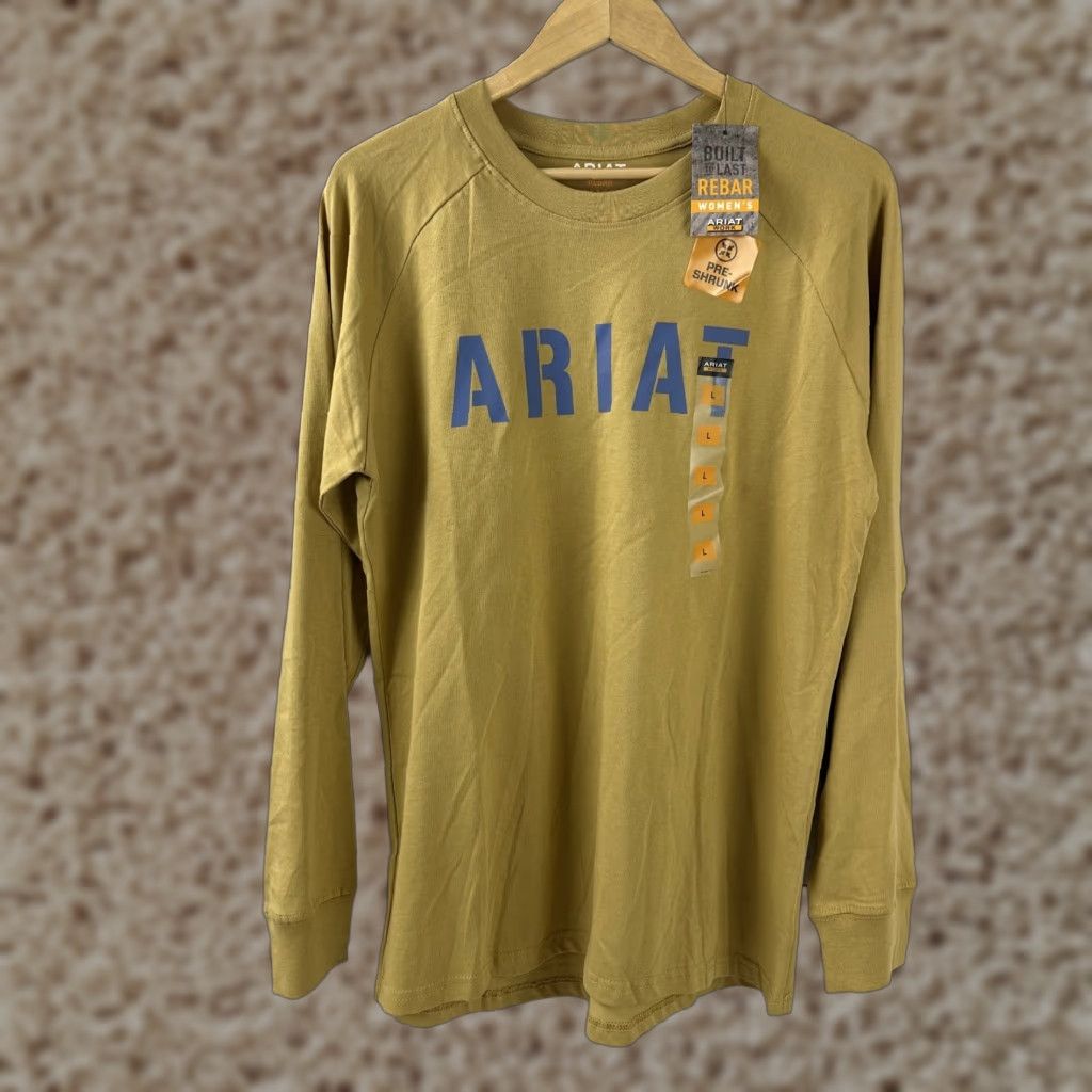 Ariat Ariat Rebar T Shirt Western Womens Large Mustard Yellow Logo Long Sleeve NWT Size L / US 10 / IT 46 - 1 Thumbnail