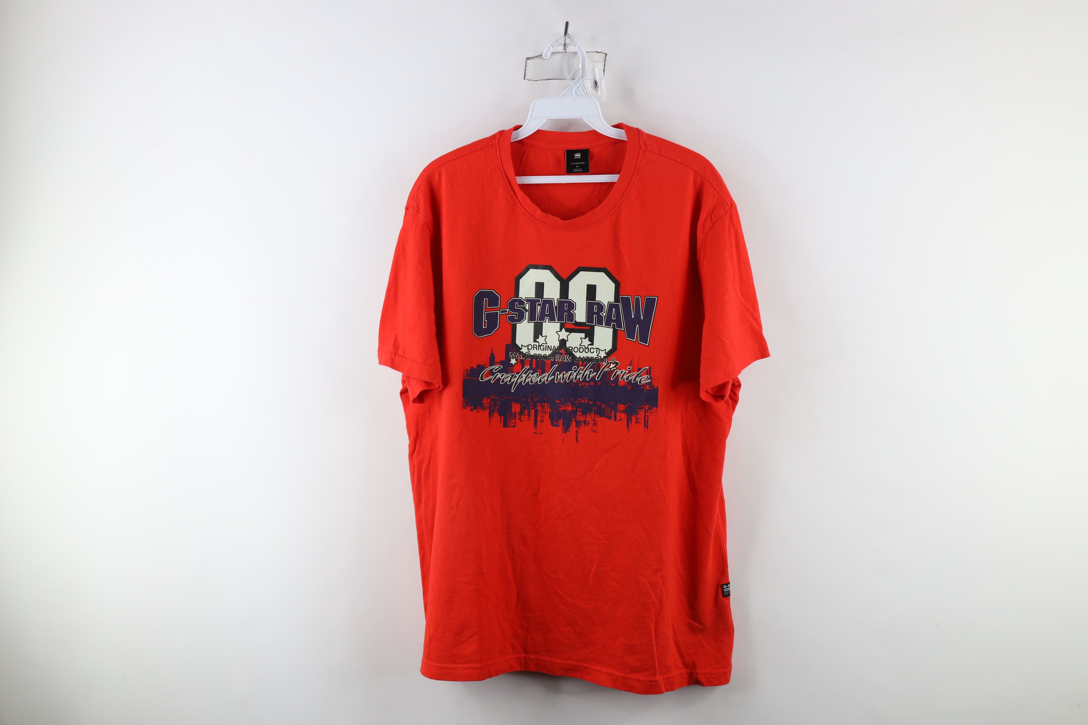 G-Star × Vintage G Star Raw Denim Spell Out Short Sleeve T-Shirt Red Cotton Size US L / EU 52-54 / 3 - 1 Thumbnail