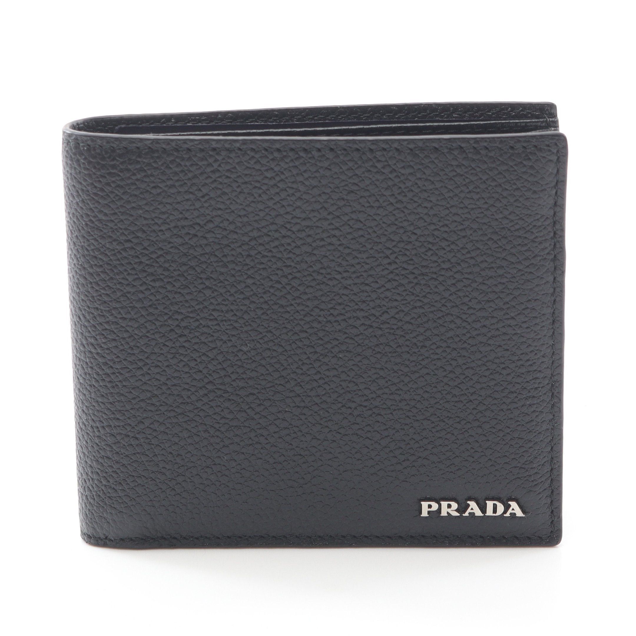 Prada Prada Vit.Micro Grain Bi-Fold Wallet Leather Black Size ONE SIZE - 1 Thumbnail