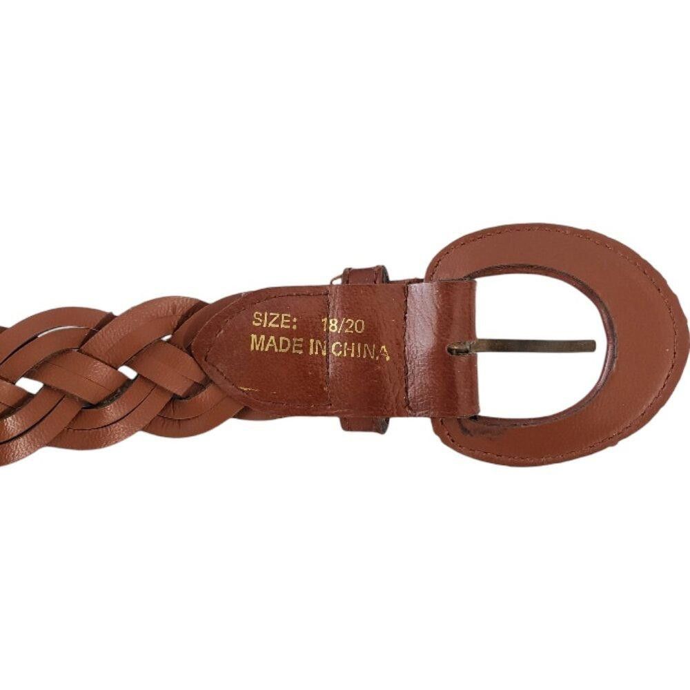 Designer Vintage Ladies Brown Braided Leather Belt Size 18/20 Size ONE SIZE - 6 Thumbnail