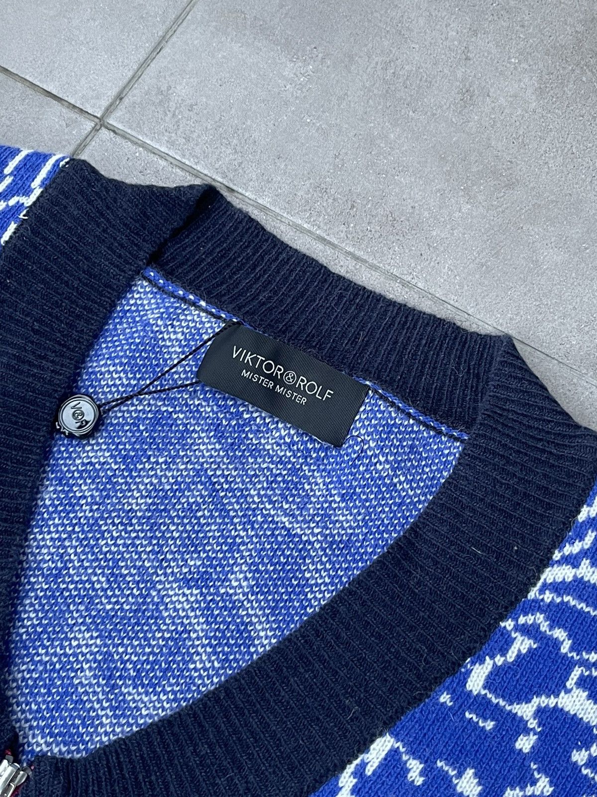 Viktor & Rolf !DS! SS23 Viktor & Rolf Jacquard Spencer Blue Knit Vest Size US M / EU 48-50 / 2 - 20 Thumbnail