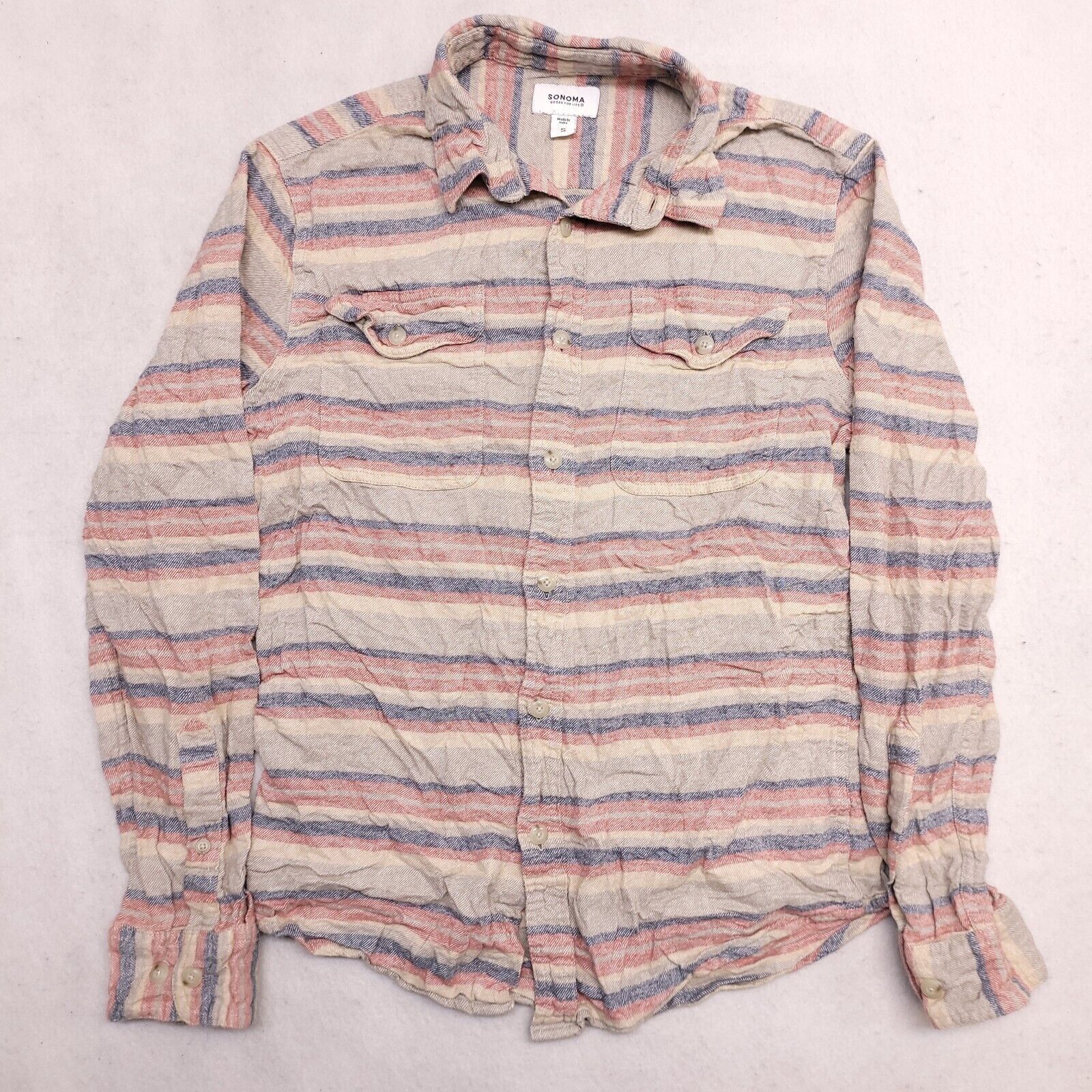 Sonoma Sonoma Flannel Shirt Mens Size Small S Red Blue Striped Size US S / EU 44-46 / 1 - 2 Thumbnail
