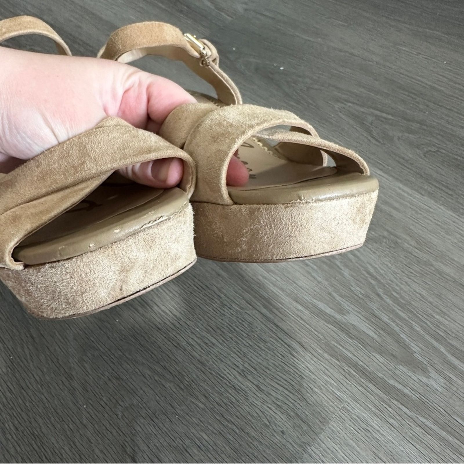 Sam Edelman Sam Edelman Leather Suede Beige Cream Strappy Block Heels 9 Size US 9 / IT 39 - 5 Thumbnail