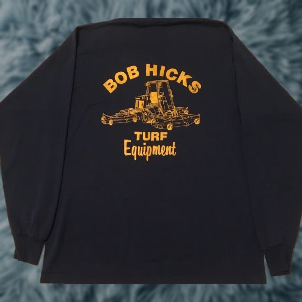 Vintage Vtg 80s Bob Hicks Turf Equipment Faded Construction Shirt L Blue Single Stitch T-Shirt Mens Long Sleeve Size US L / EU 52-54 / 3 - 1 Thumbnail