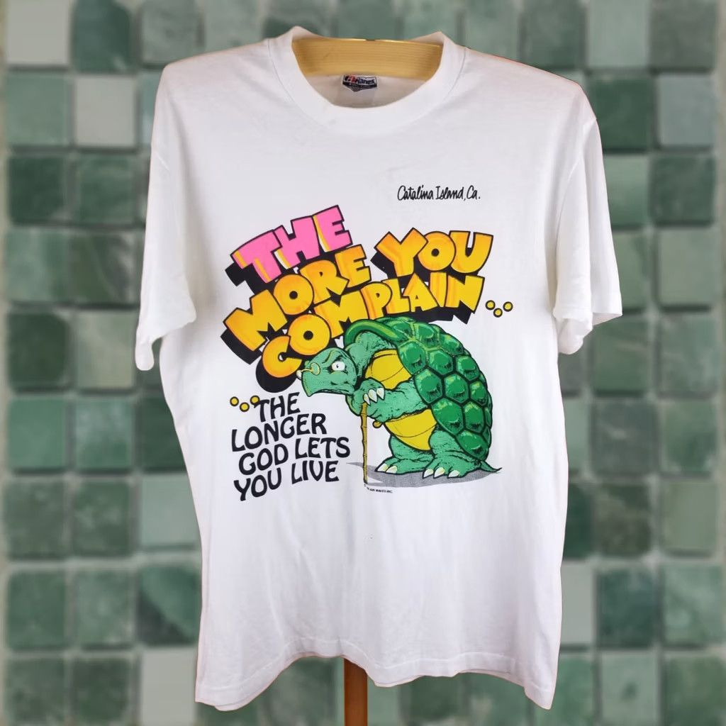 Hanes VINTAGE 89' TURTLE WHITE T-SHIRT SZ L 90s SINGLE STITCH 50/50 Size US L / EU 52-54 / 3 - 1 Thumbnail