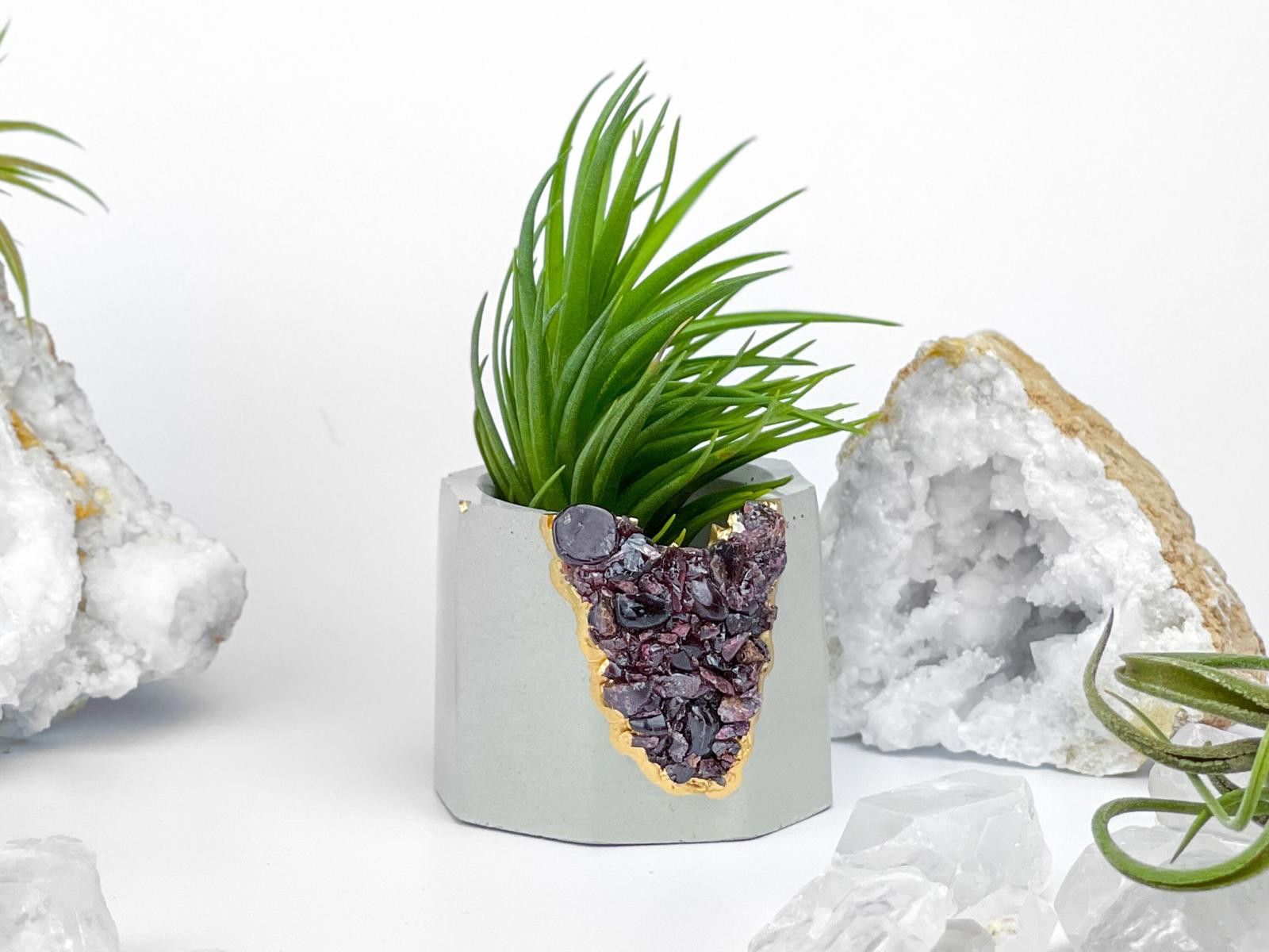 Other Garnet Crystal Concrete Planter | Geode Air Plant Holder Size ONE SIZE - 9 Thumbnail