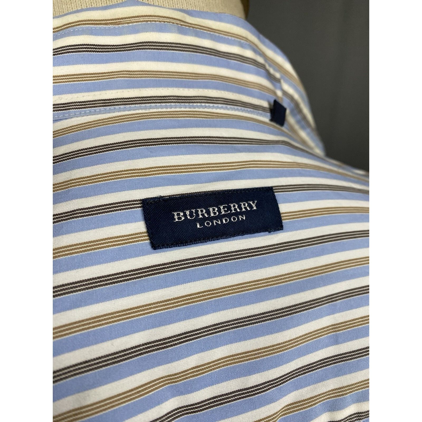 Burberry Burberry Men's Blue Striped Longsleeve Striped Shirt Size 3 Size US L / EU 52-54 / 3 - 10 Thumbnail