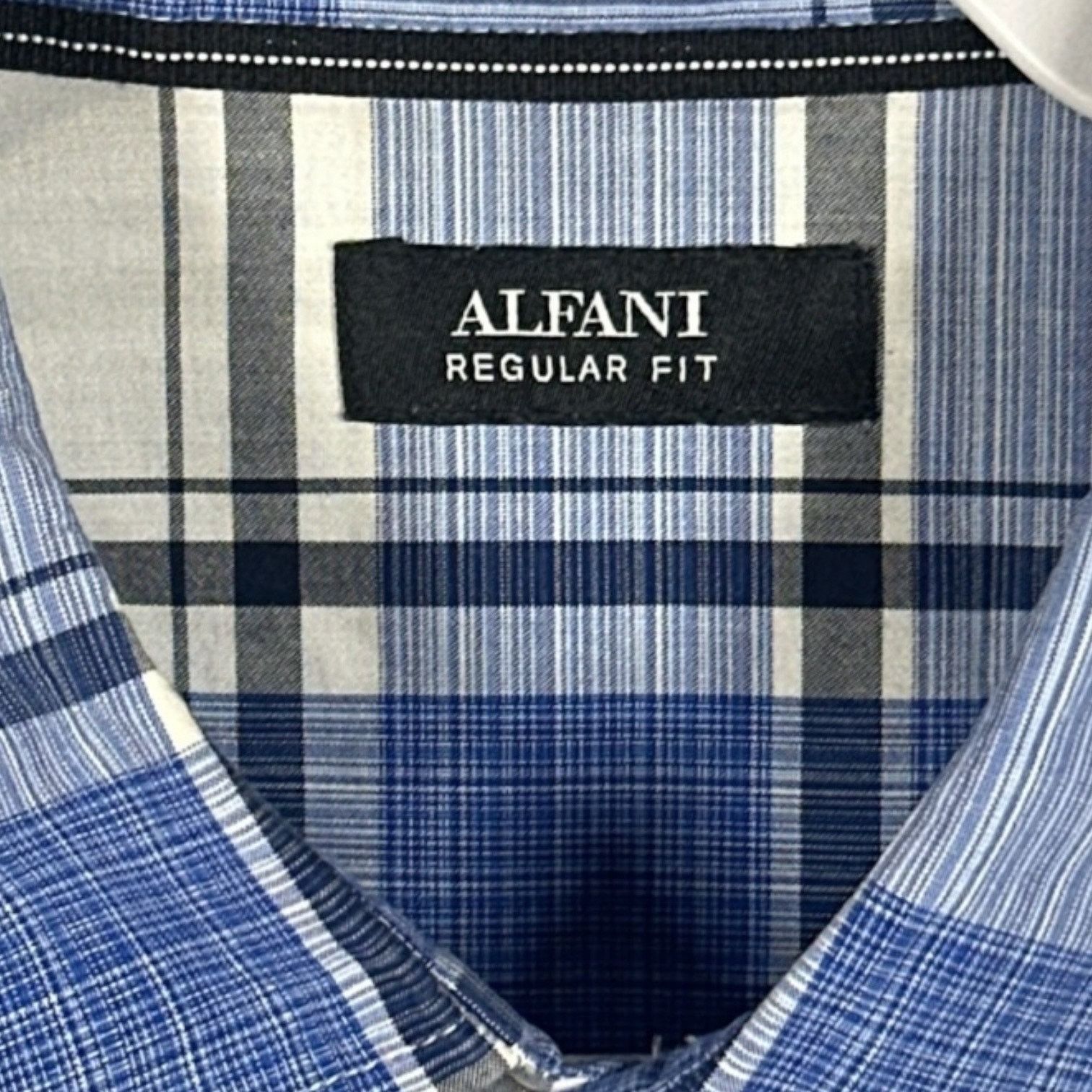Alfani Alfani Mens Blue Plaid Casual Button Down Size XL Size US XL / EU 56 / 4 - 3 Thumbnail