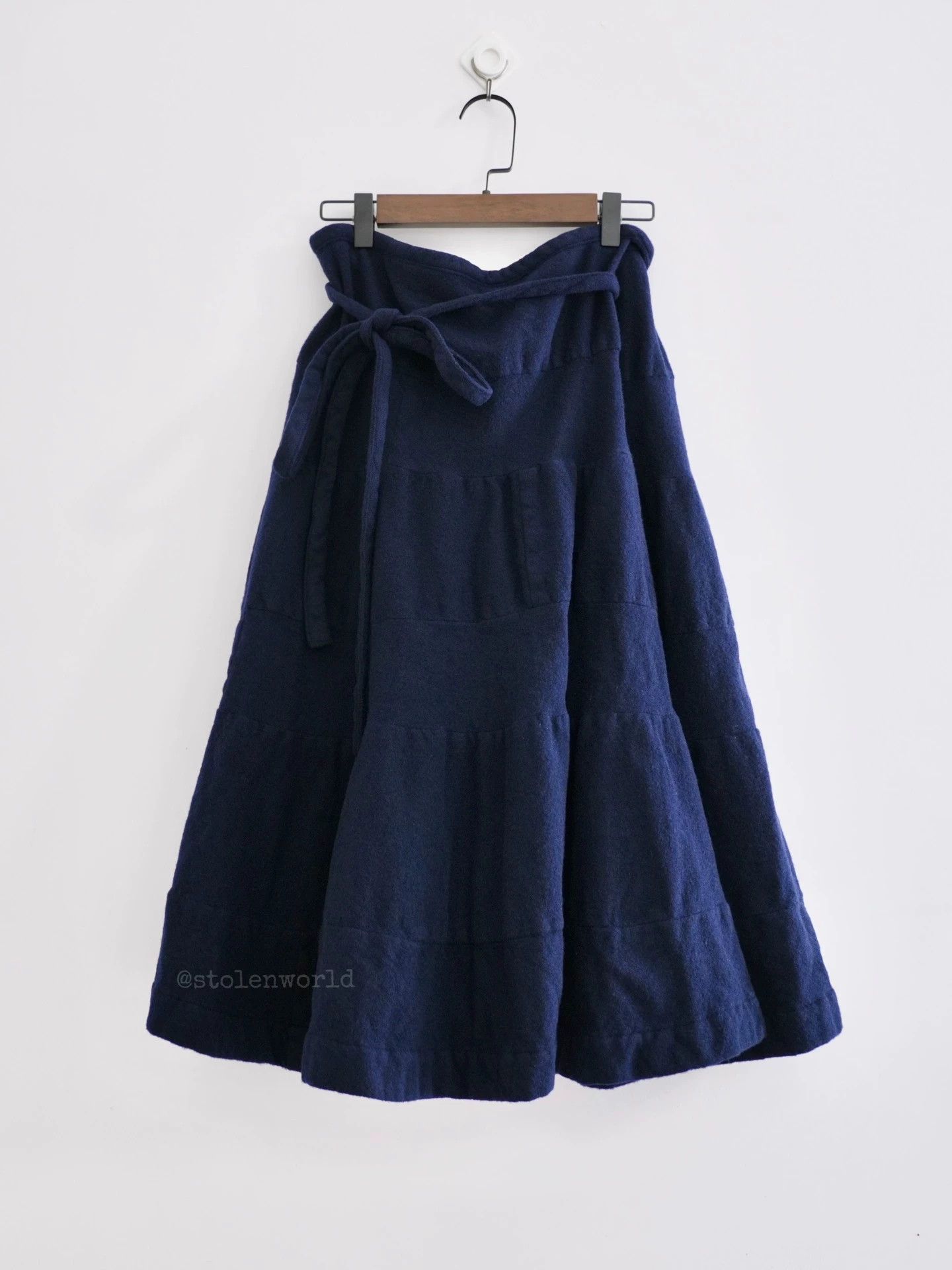 Comme des Garcons Comme des Garçons Navy Wool Self-Tie Layered Skirt M Size 27" / US 4 / IT 40 - 1 Thumbnail