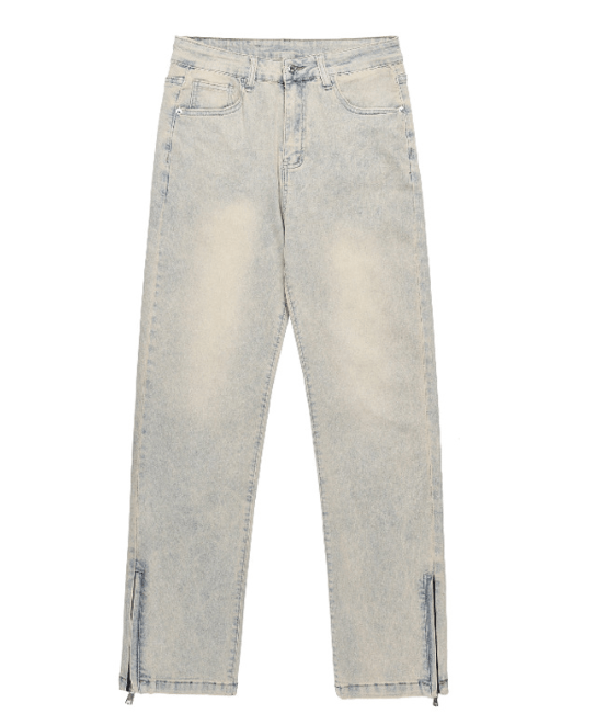 Japanese Brand × Jean Washed distressed American retro loose casual zipper jeans Size US 32 / EU 48 - 5 Thumbnail