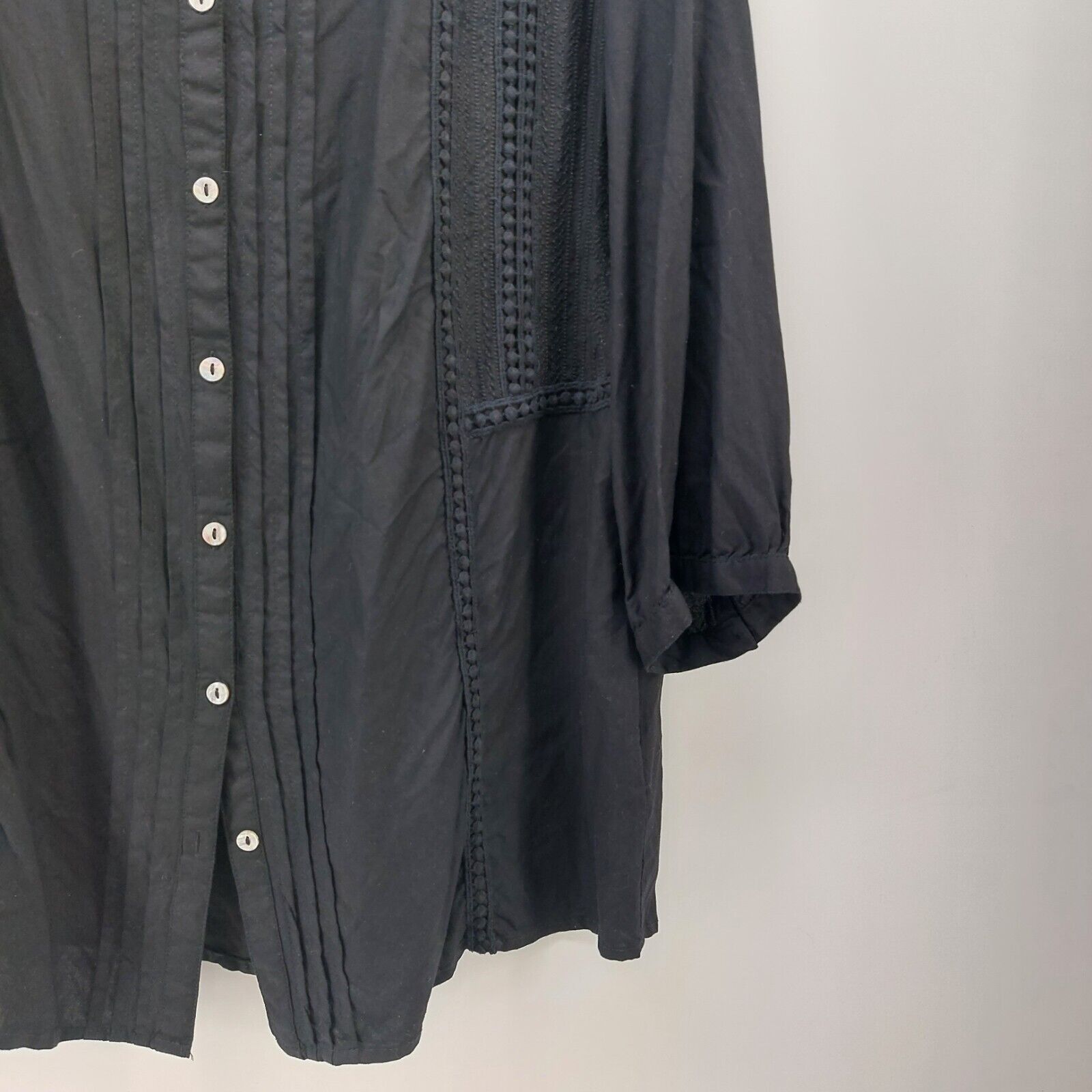 Other JM Collection Womens Black 3/4 Sleeve Blouse Pleated Button Size XL / US 12-14 / IT 48-50 - 15 Thumbnail