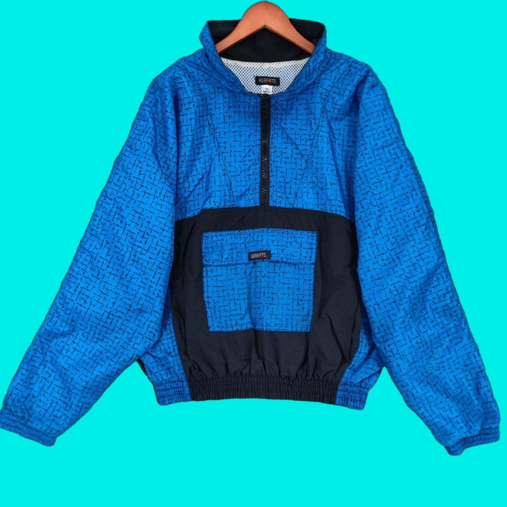 Vintage Kerrits Jacket Womens Medium Blue Geometric Half Zip Windbreaker Pullover Anorak Size M / US 6-8 / IT 42-44 - 1 Thumbnail