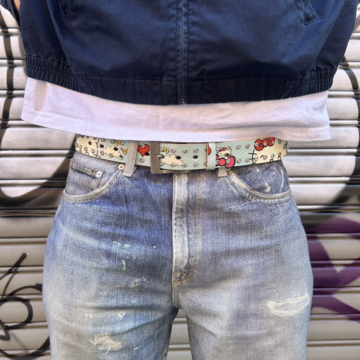 Ed Hardy × Japanese Brand Leo Ryder “Kitty” Print rhinestone leather belt Size ONE SIZE - 1 Thumbnail