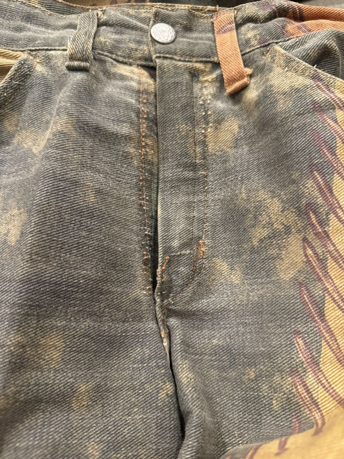Other Vintage 70s Big Yank Patchwork Jeans Zig Zag Boho Rare Size 29" - 8 Thumbnail