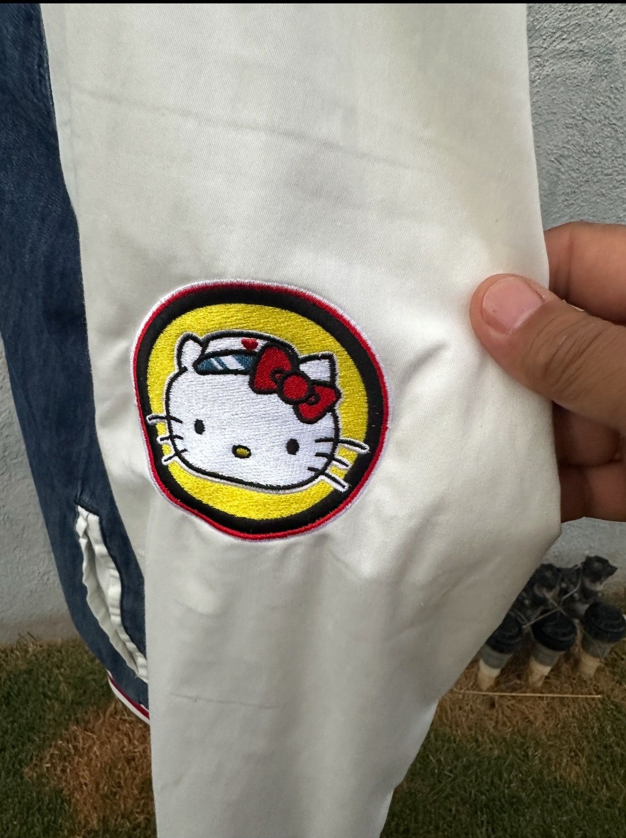 Sanrio Hello Kitty Kawaii Mart Denim Varsity Jacket Size M