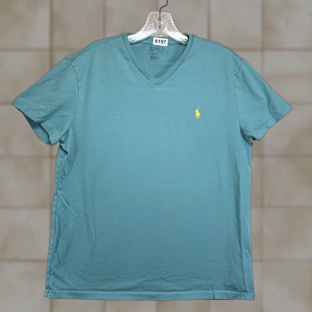 Vintage Polo Men's T-Shirt Size Medium Chalky Mint V-Neck Lightweight Short Sleeve Solid Cotton Size US M / EU 48-50 / 2 - 1 Thumbnail