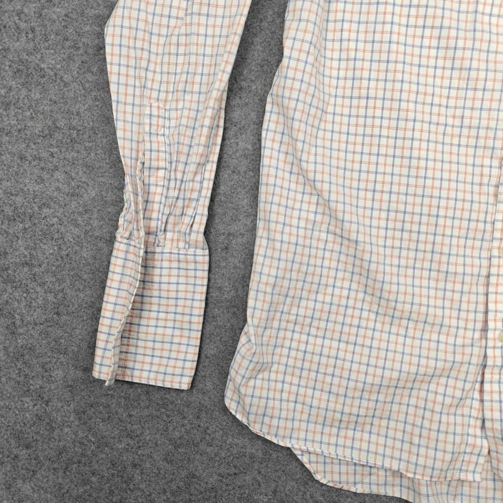 Vintage Thomas Pink Mens Dress Shirt 17 34/35 White Check Regular Fit Long Sleeve Cotton Size 46R - 3 Thumbnail