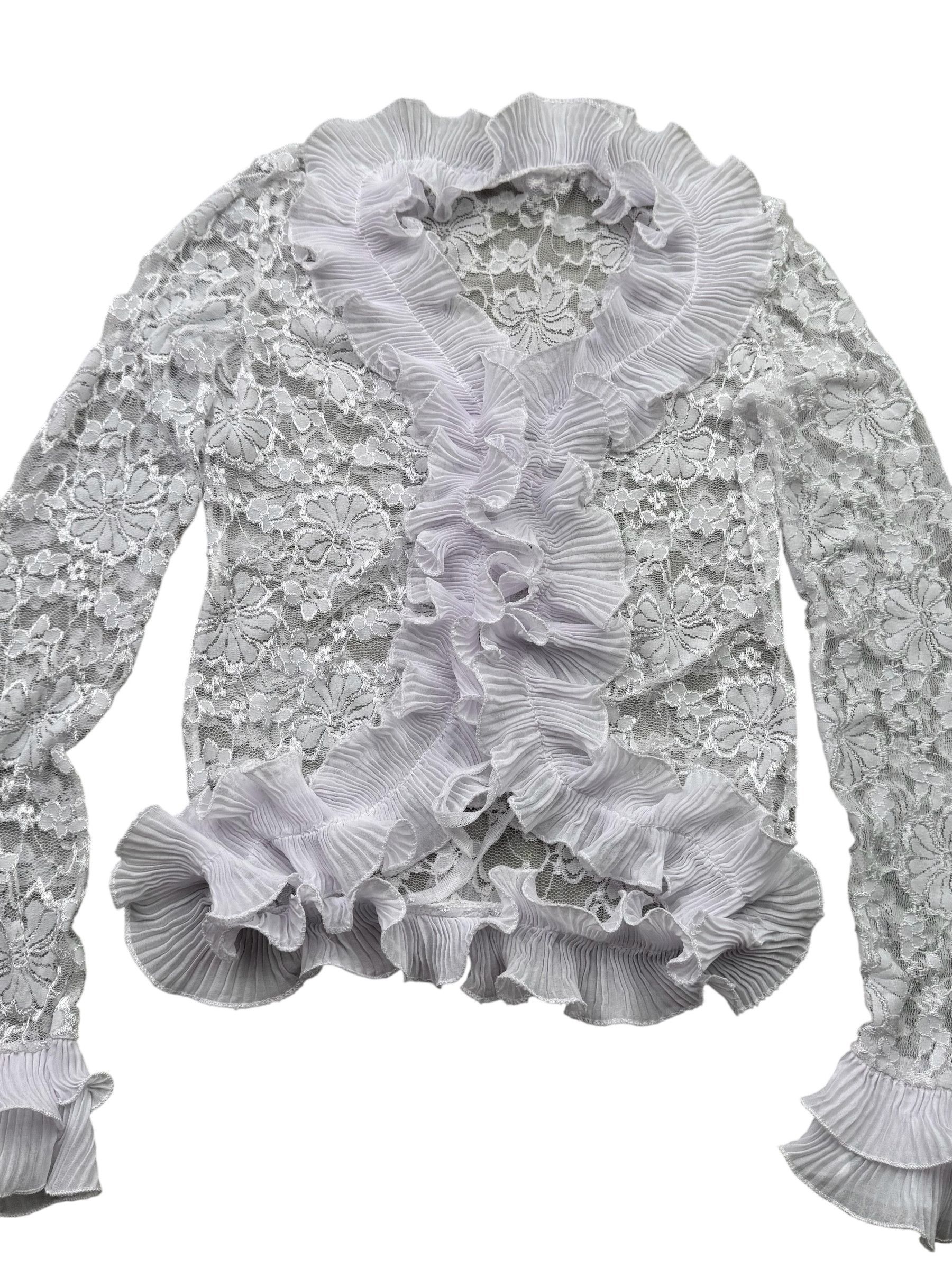 Vintage Vintage Mesh Lace Cropped Blouse W392(V9) Size S / US 4 / IT 40 - 2 Thumbnail