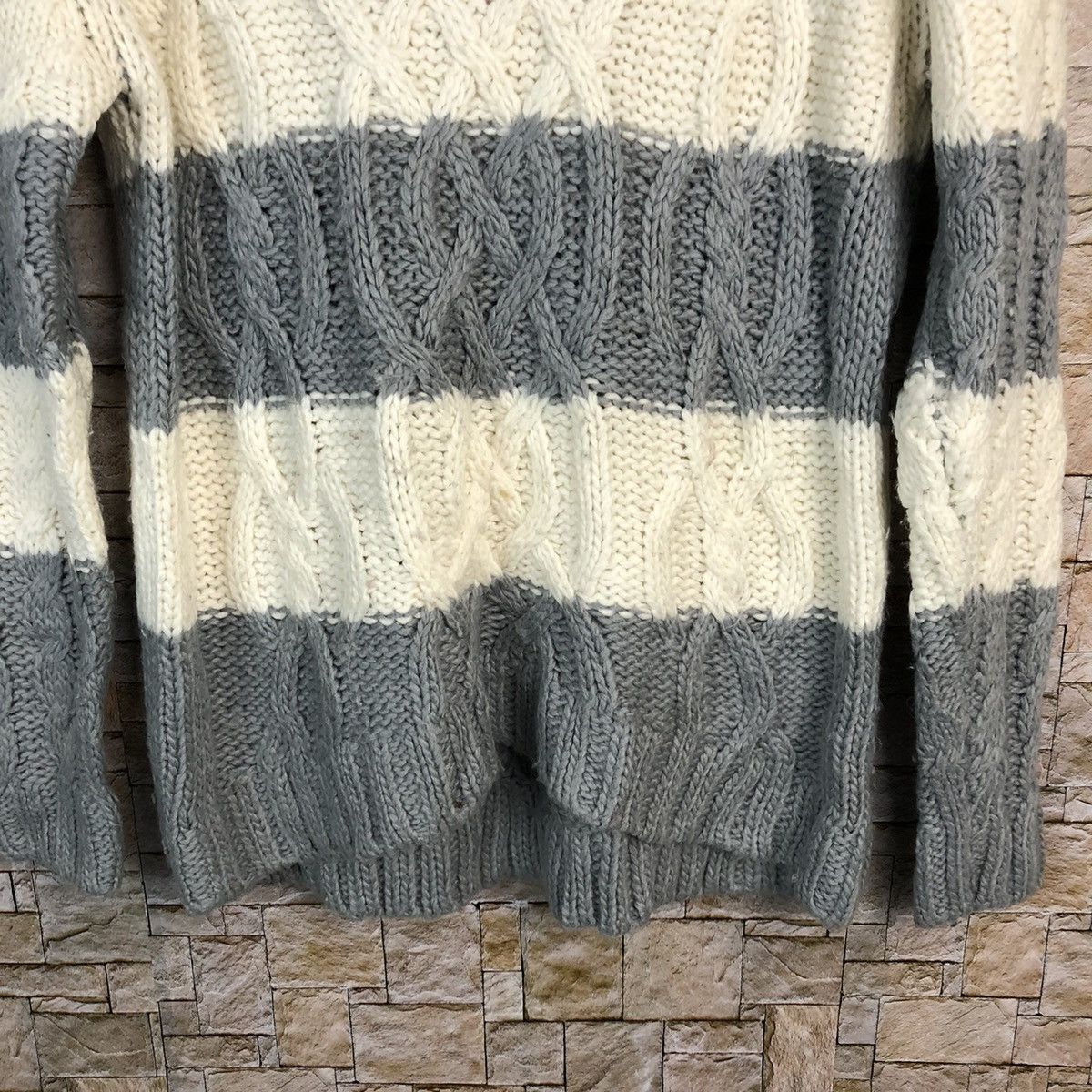 Homespun Knitwear Letter White Grey Knitwear #A393 Size M / US 6-8 / IT 42-44 - 6 Thumbnail