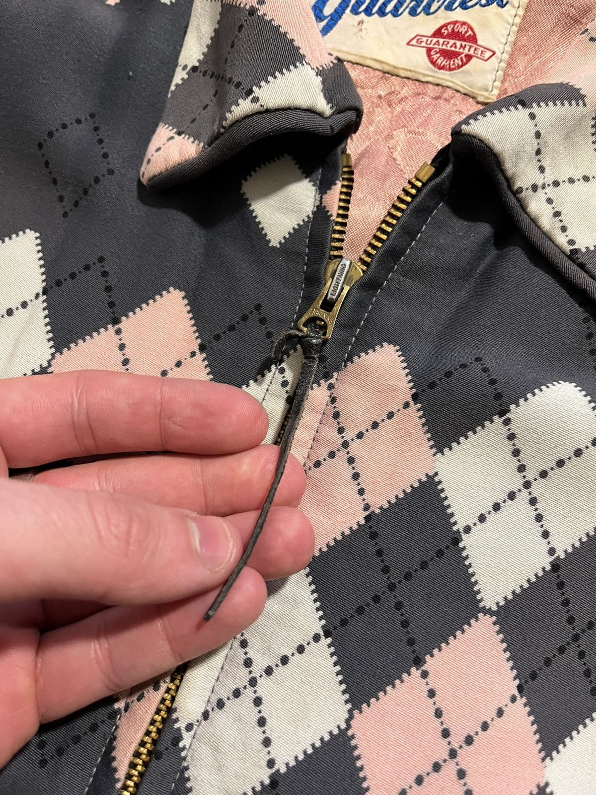 Vintage Vintage 50’s Rayon Gaberdine Atomic Argyle Ricky Jacket Sz L Size US L / EU 52-54 / 3 - 5 Thumbnail