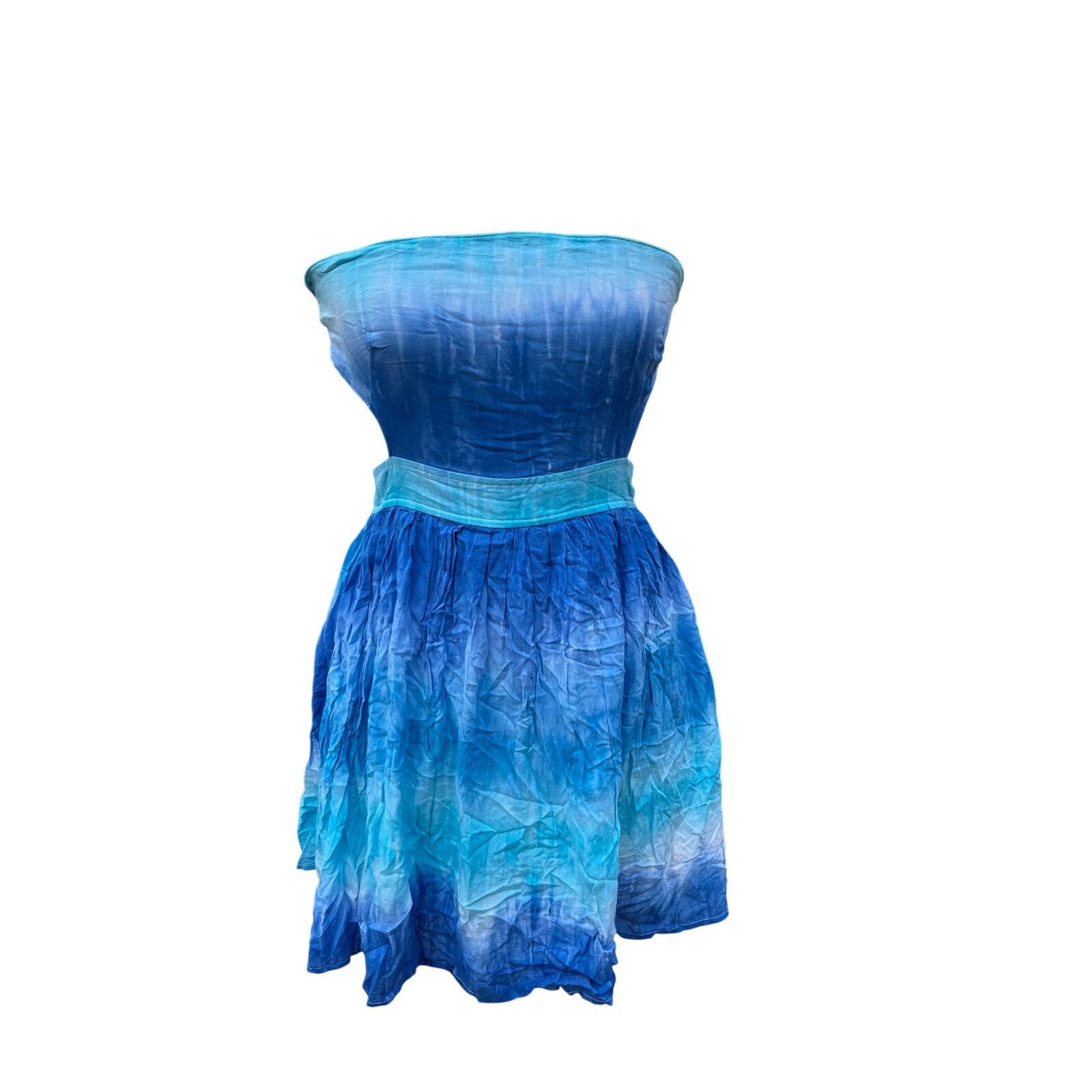 Other Rayon Cotton Candy Blue Tie-Dye strapless summer Mini Dress Size M / US 6-8 / IT 42-44 - 10 Thumbnail