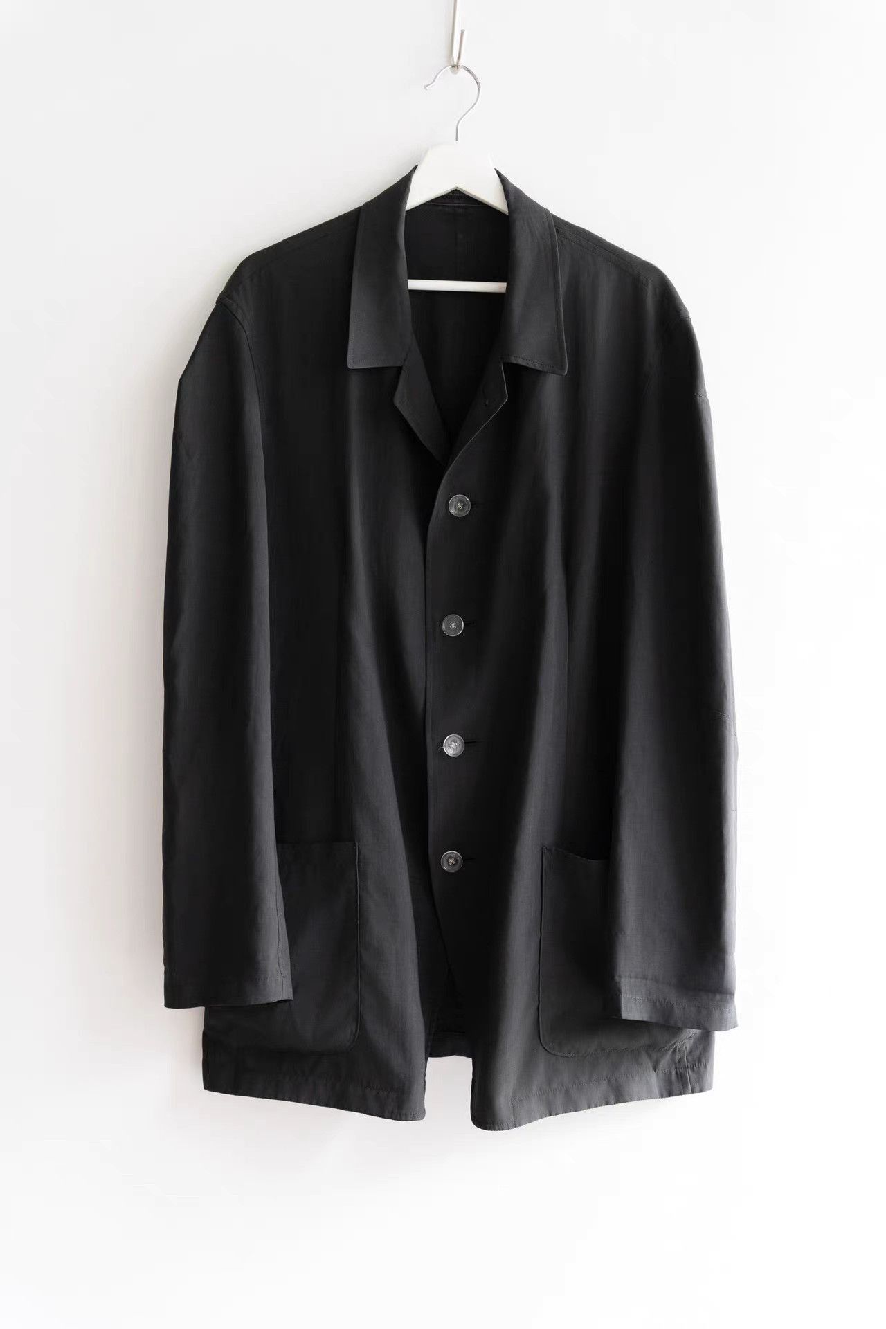 Yohji Yamamoto Black Button-Front Light Jacket with Collar Size US M / EU 48-50 / 2 - 1 Thumbnail