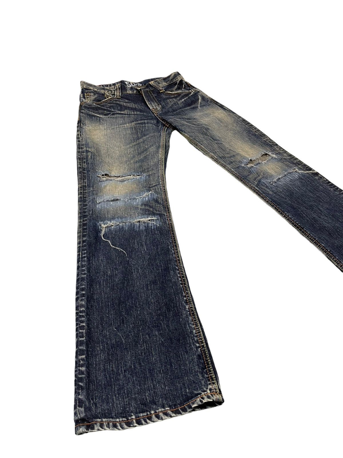 Edwin Flare Jeans Edwin Japan Faded Distress Boot Cut 6🟦8 Size US 31 - 1 Thumbnail