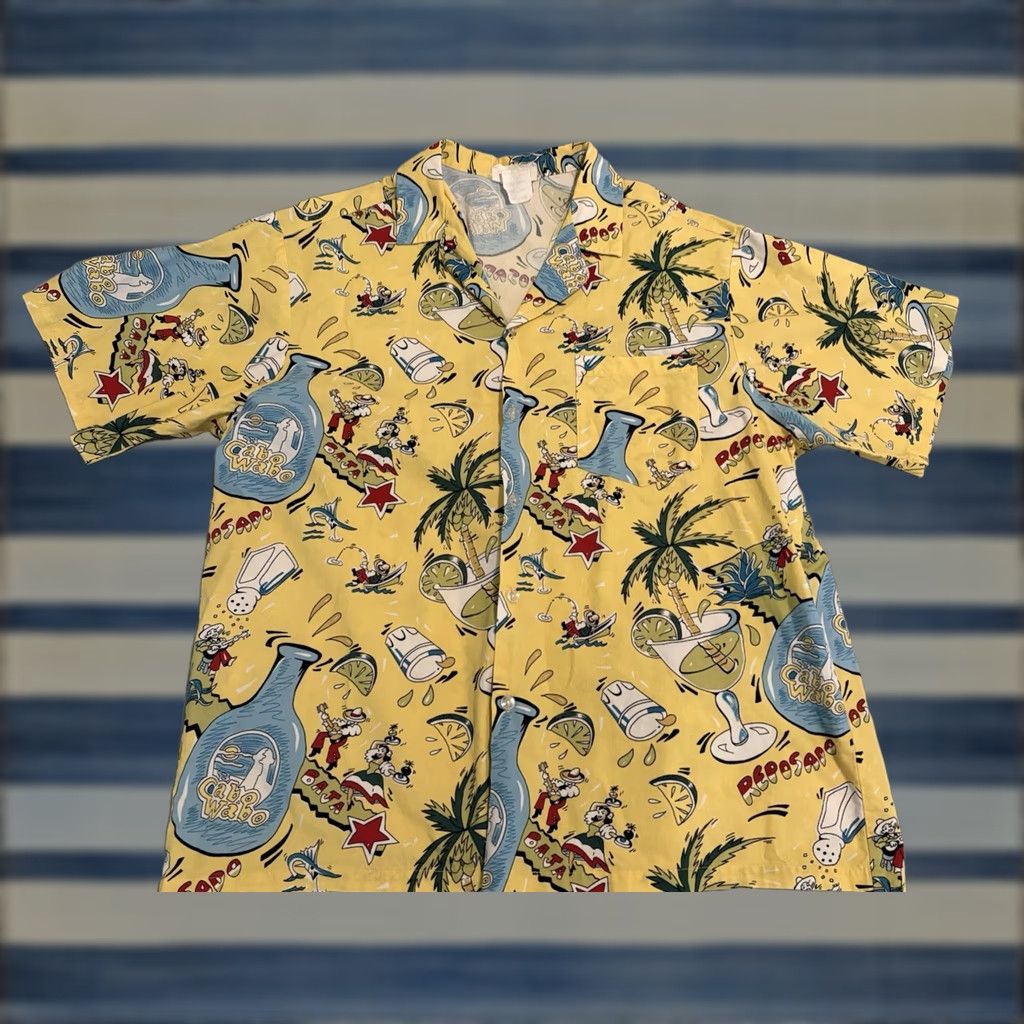 Vintage VINTAGE Malihini Hawaii Button-Up Shirt Cabo Mexico Size Large Men Short Sleeve Yellow Hawaiian Cotton 24" Pit to Pit 27.5" Length Mens Size US L / EU 52-54 / 3 - 1 Thumbnail