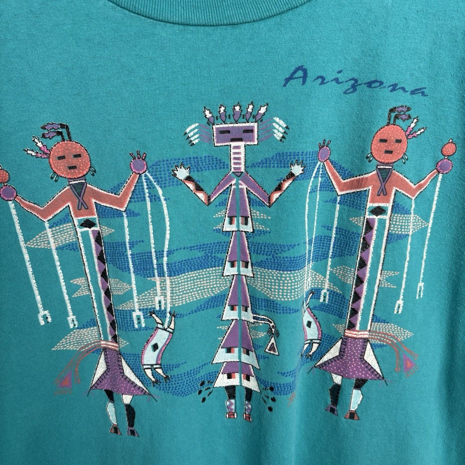 Other Vintage 90’s Teal Arizona Aztec Statue Tee Size Large Size US L / EU 52-54 / 3 - 2 Thumbnail