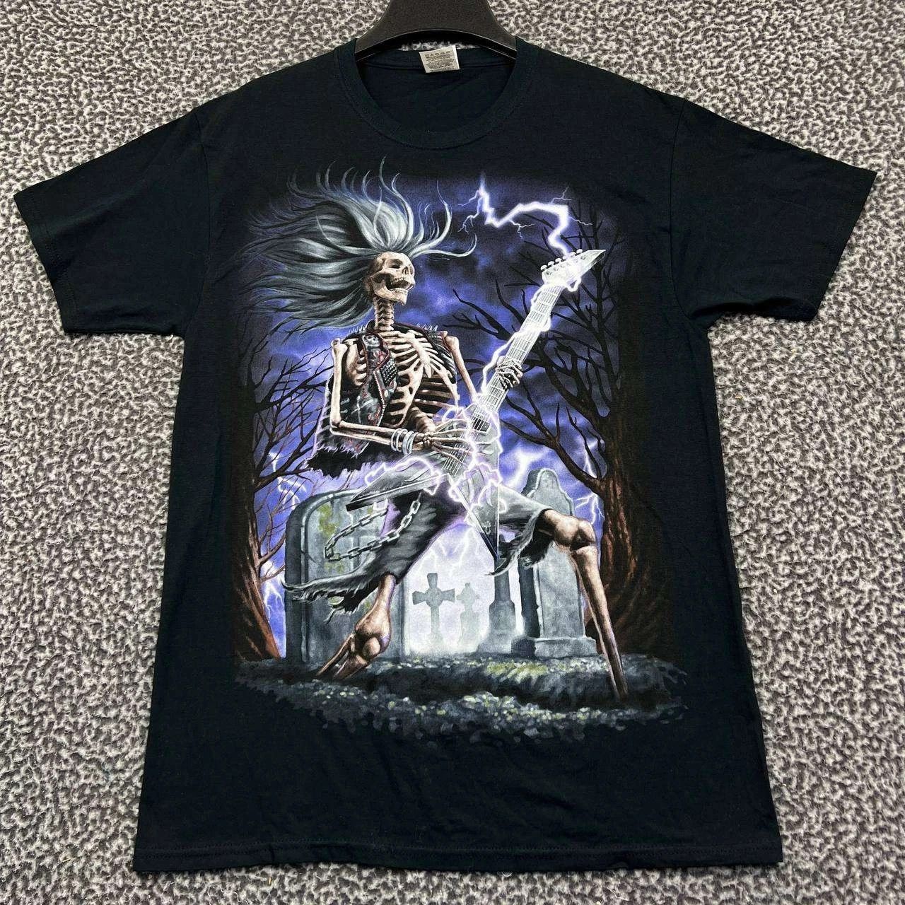 Fruit Of The Loom Skeleton Playing Guitar Shirt Men Medium Short Sleeve Cotton Size US M / EU 48-50 / 2 - 1 Thumbnail