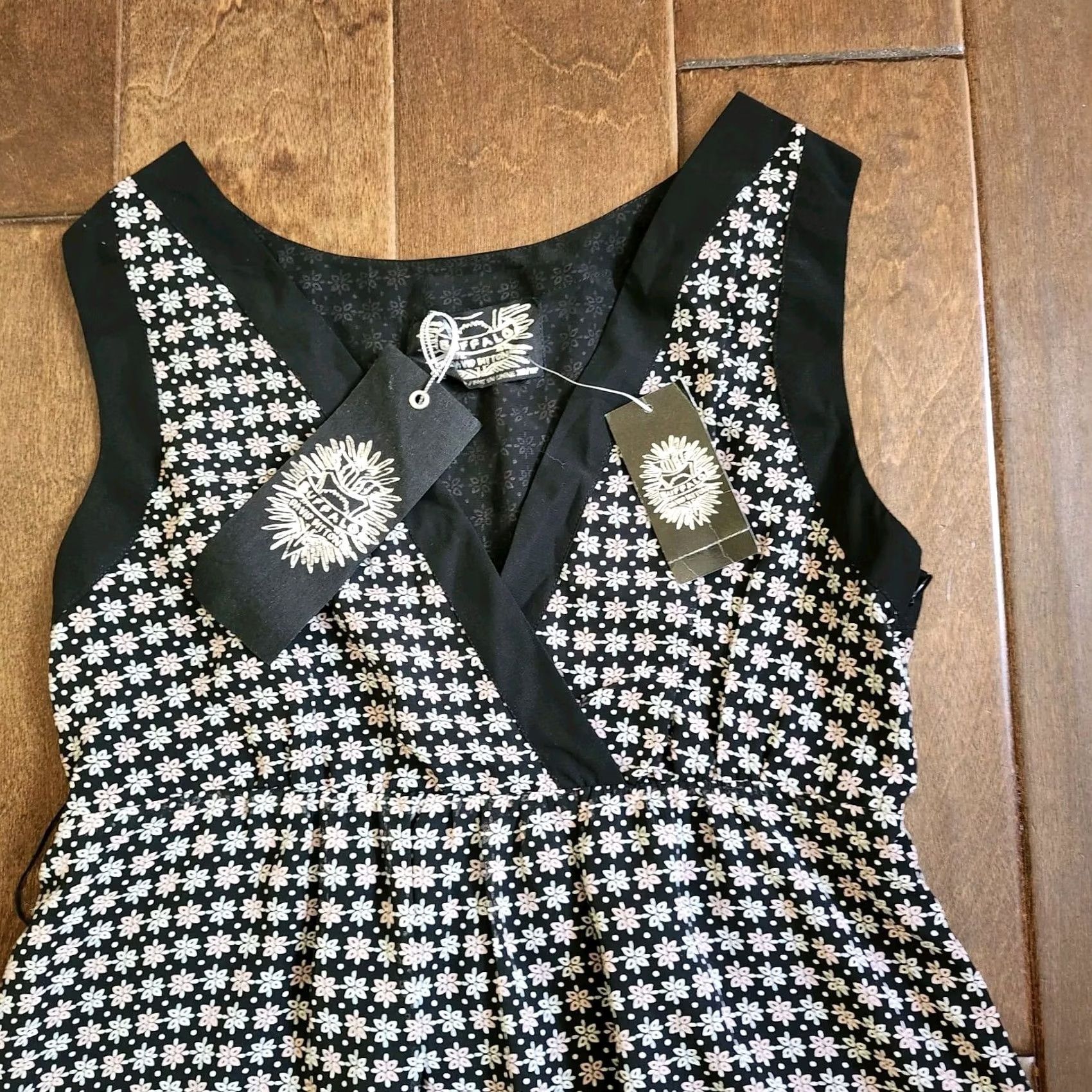 Buffalo David Bitton Buffalo Jeans Women's Maxi Dress Sleeveless Floral Ruffle XS Black NWT Busy Travel Party/Cocktail Gift Size XS / US 0-2 / IT 36-38 - 5 Thumbnail