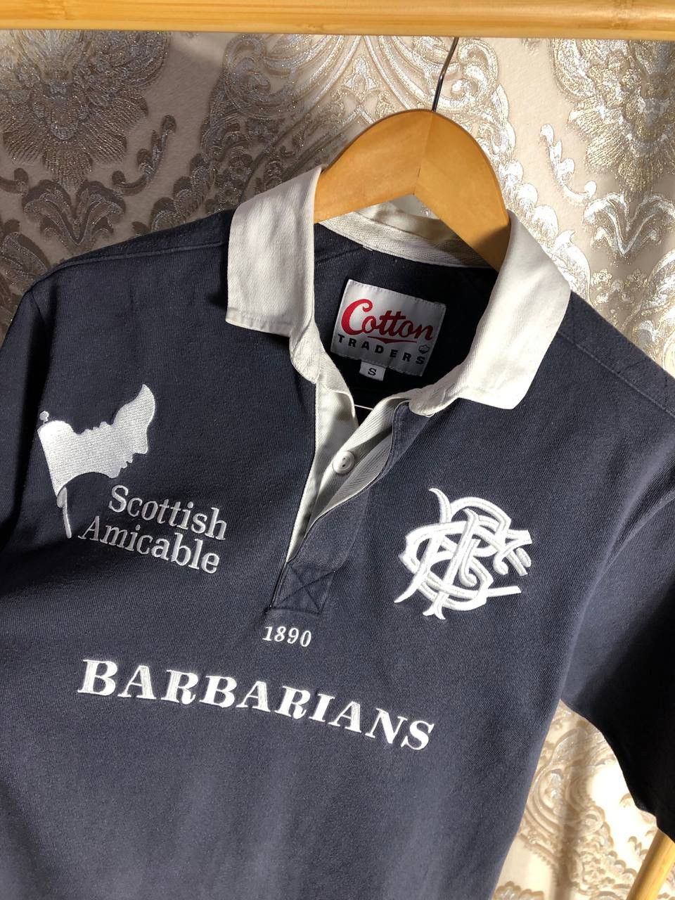 Cotton Traders × Vintage VERY RARE COTTON TRADERS BARBARIANS RETRO RUGBY JERSEY 90s Size US S / EU 44-46 / 1 - 2 Thumbnail