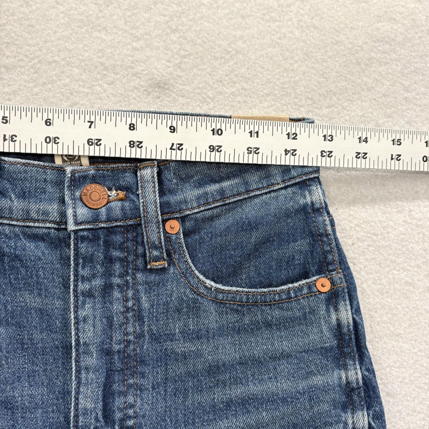 Madewell Madewell Jeans Womens 24 Stovepipe Blue High Rise Stretch Denim 5-Pocket Slim Straight Tapered 25in Inseam Rise Size 42" / US 20 - 7 Thumbnail