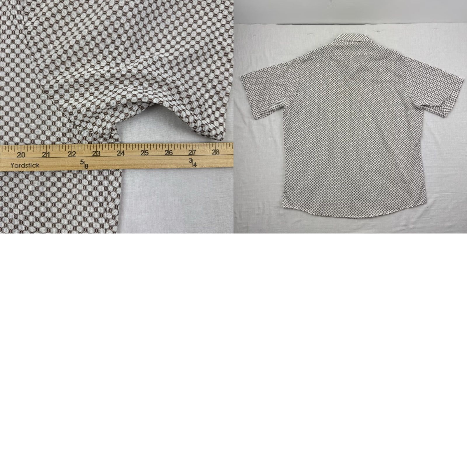 J Brand VINTAGE Oxford Button-Up Shirt Geometric Short Sleeve Adult XL White 70s USA Mens Size US XL / EU 56 / 4 - 8 Thumbnail